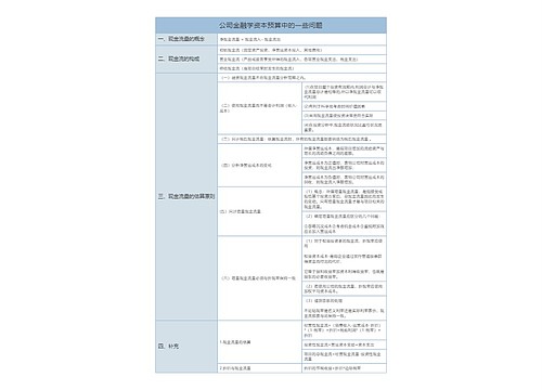 公司金融学资本预算中的常见问题介绍树形表格