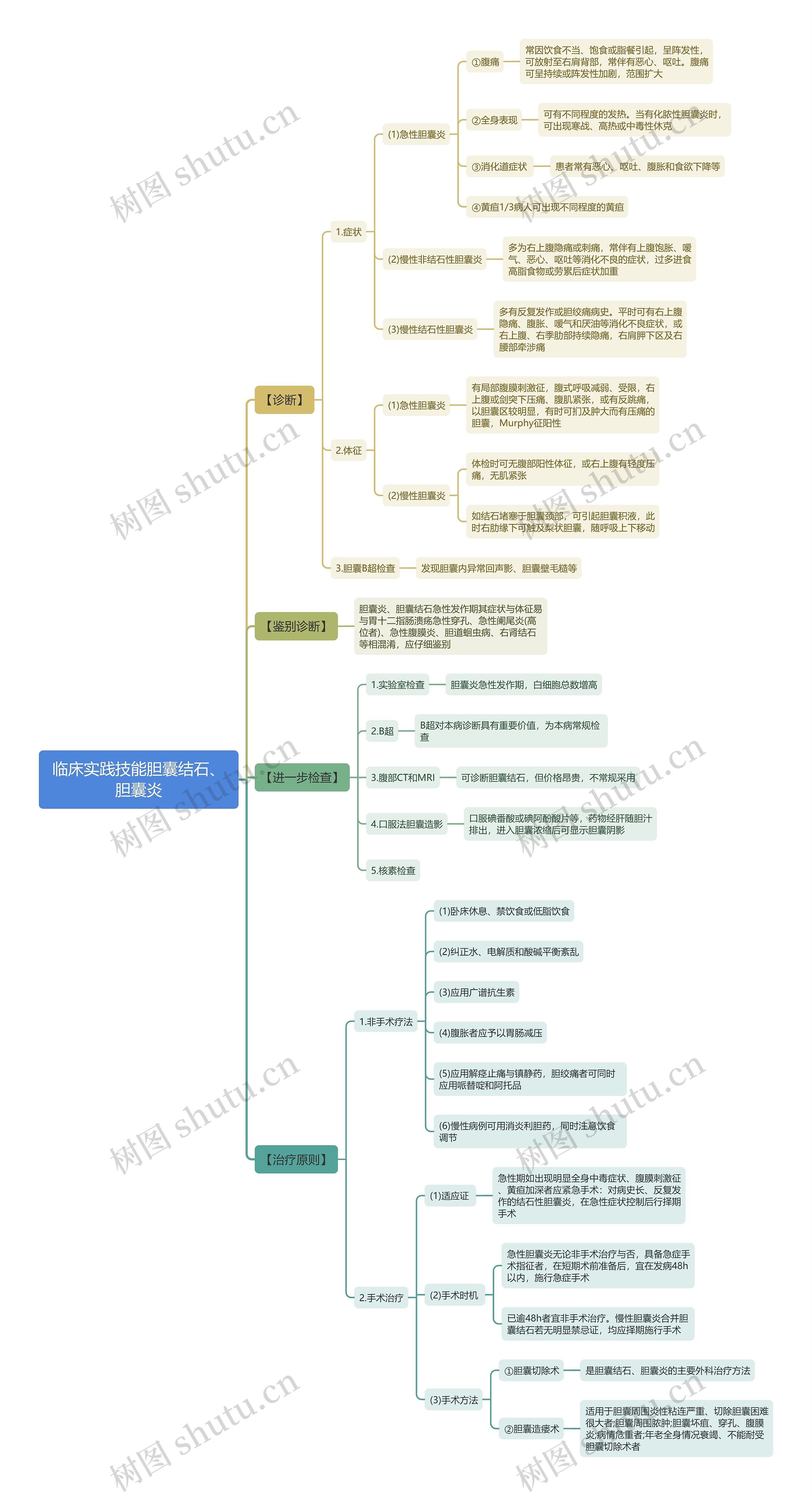 临床实践技能胆囊结石、胆囊炎思维导图