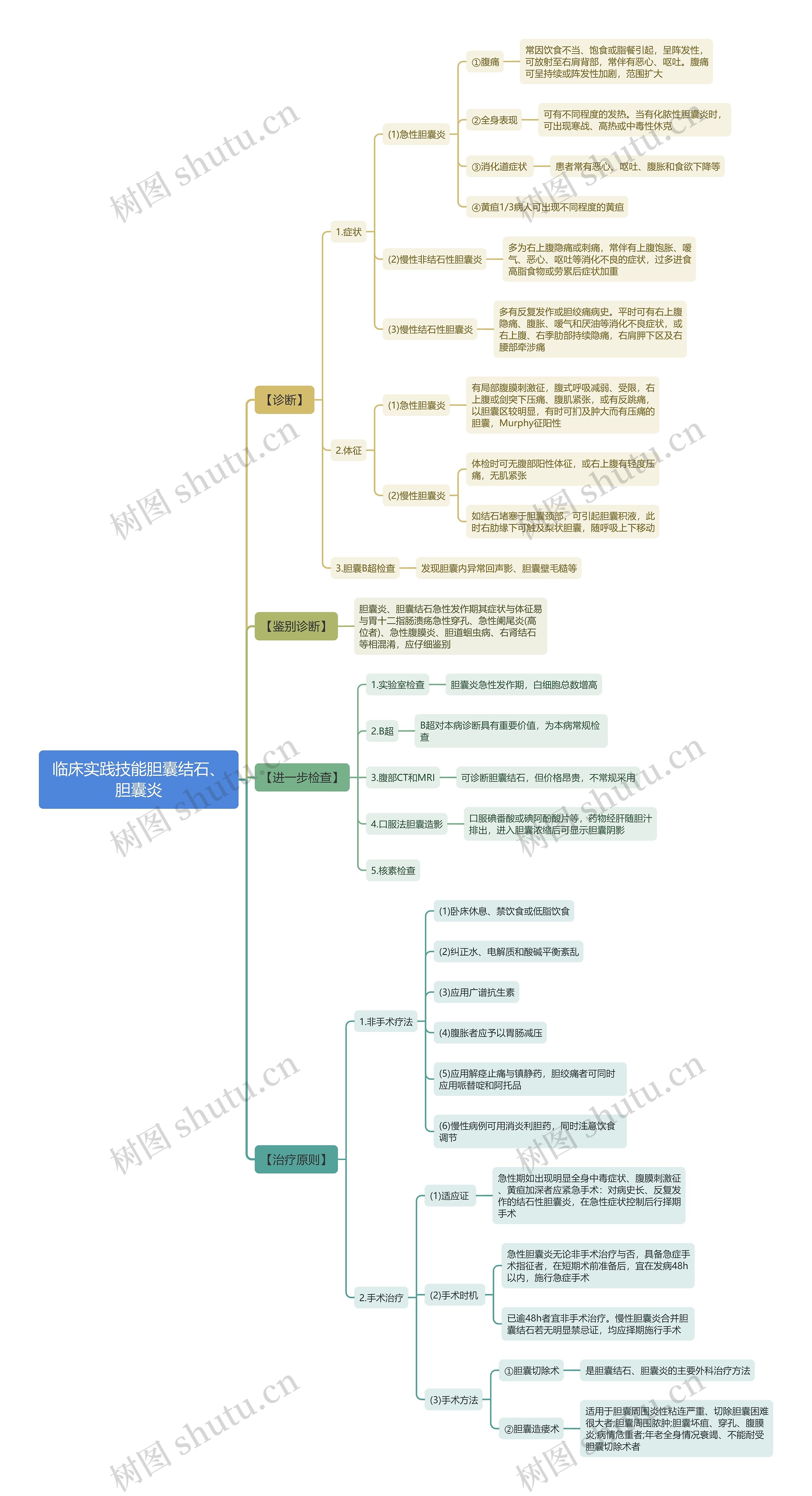 临床实践技能胆囊结石、胆囊炎思维导图 临床实践技能胆囊结石、胆囊炎思维导图
