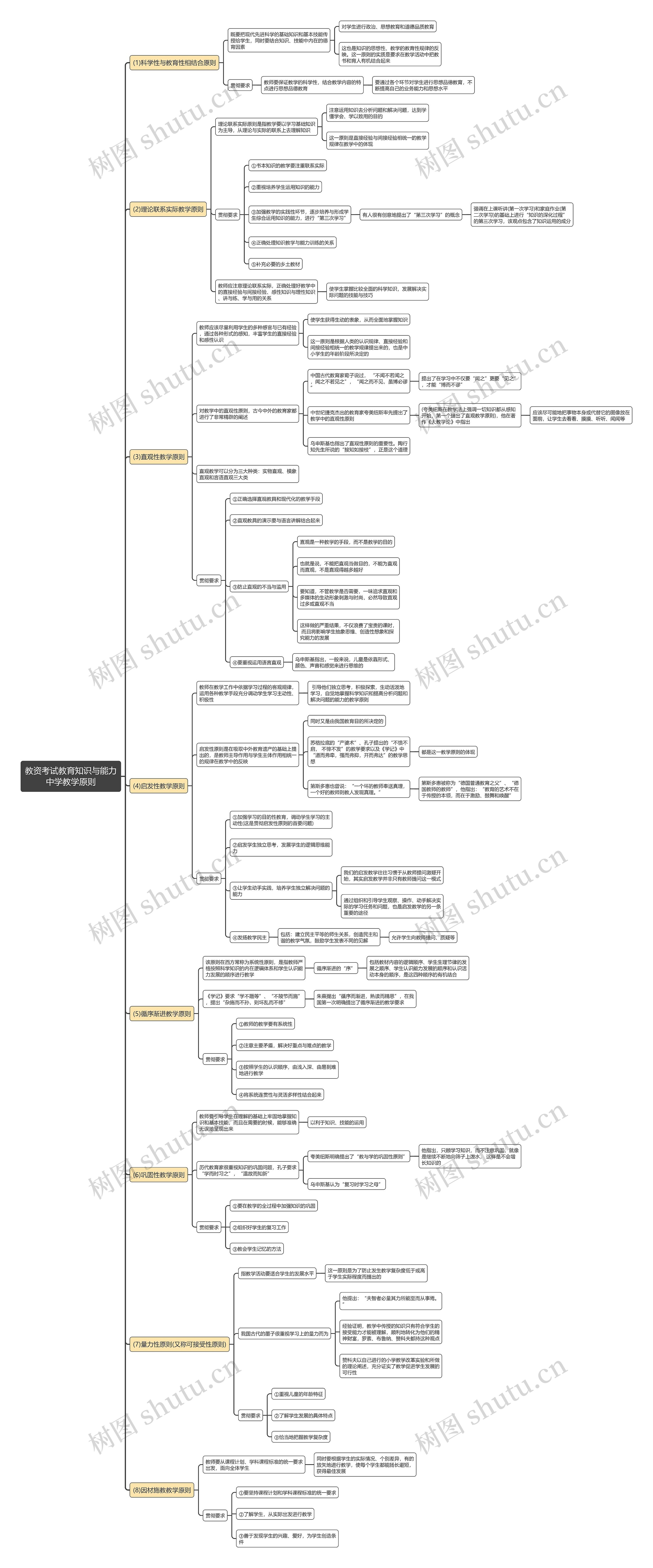 教资考试教育知识与能力中学教学原则思维导图