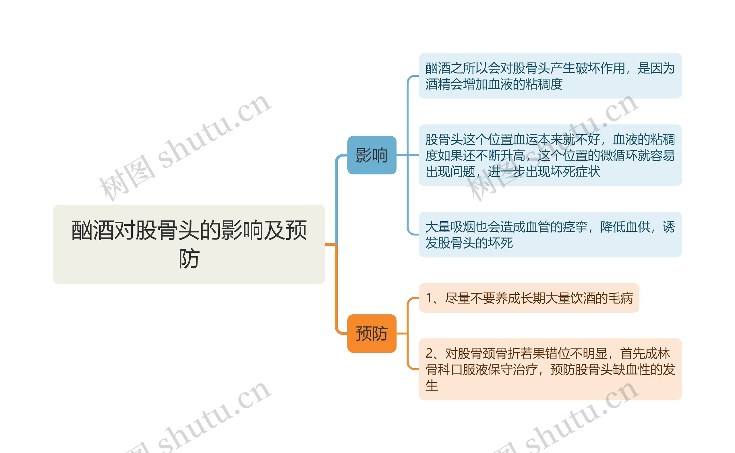 酗酒对股骨头的影响及预防思维导图