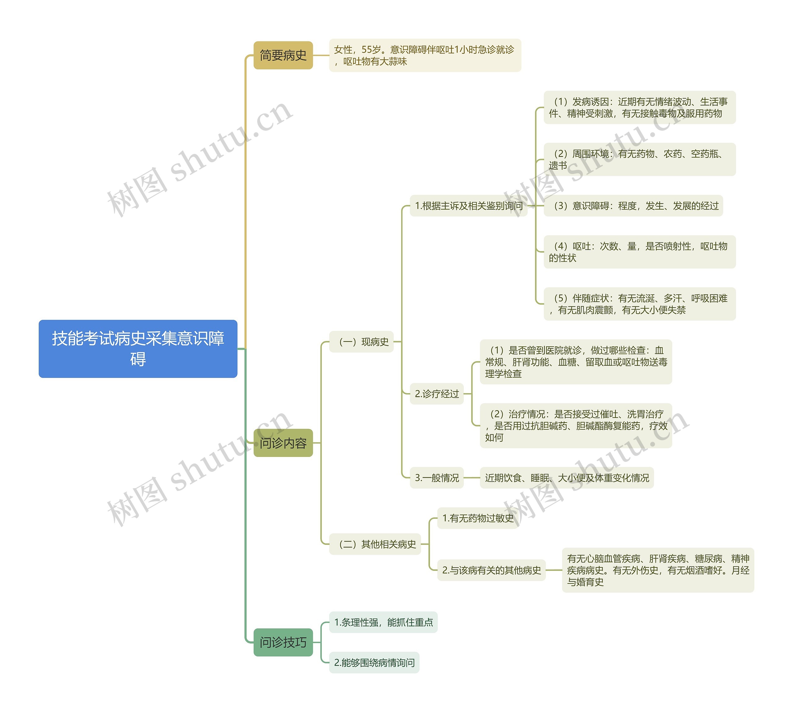 技能考试病史采集意识障碍思维导图