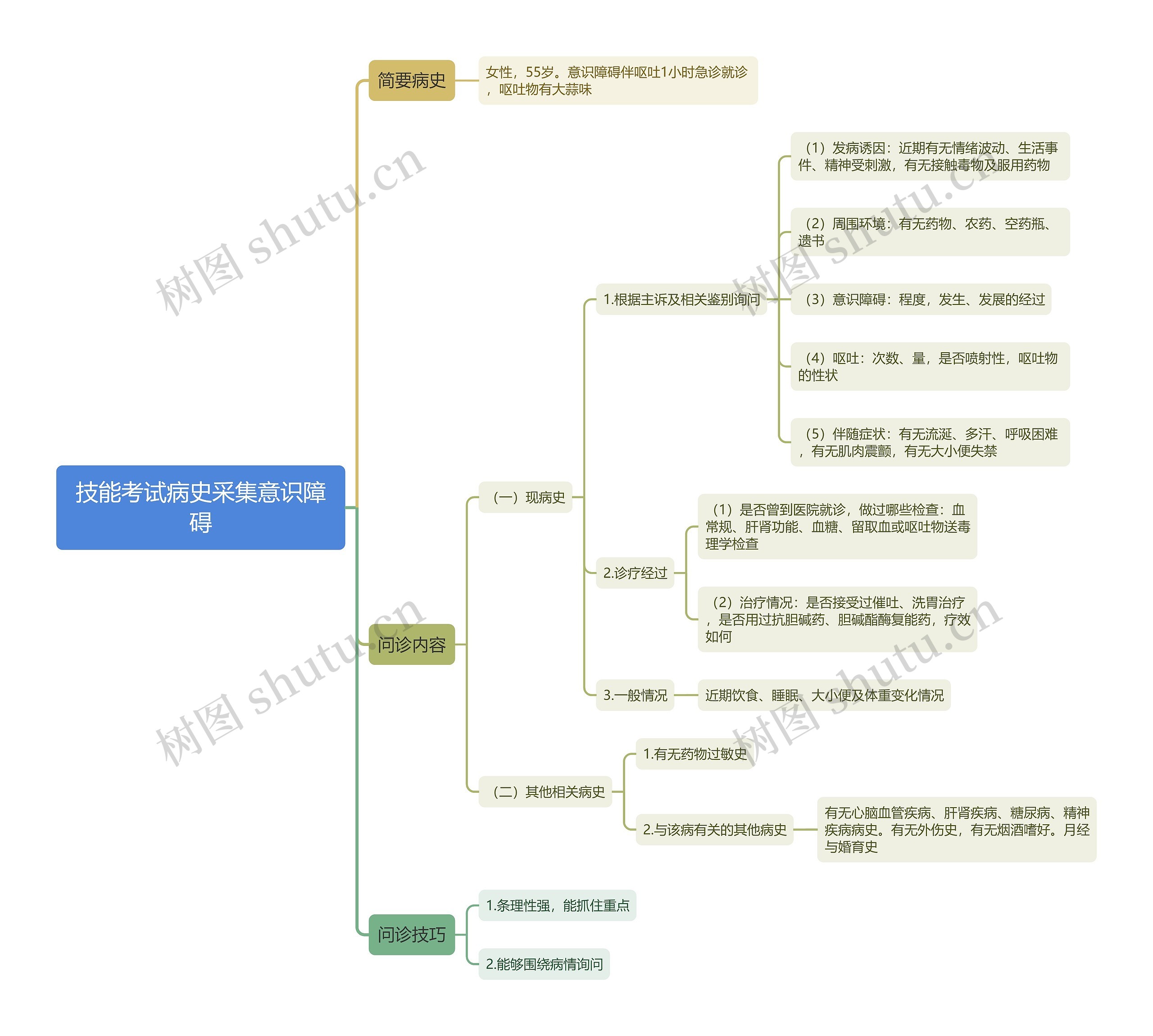 技能考试病史采集意识障碍思维导图 技能考试病史采集意识障碍思维导图