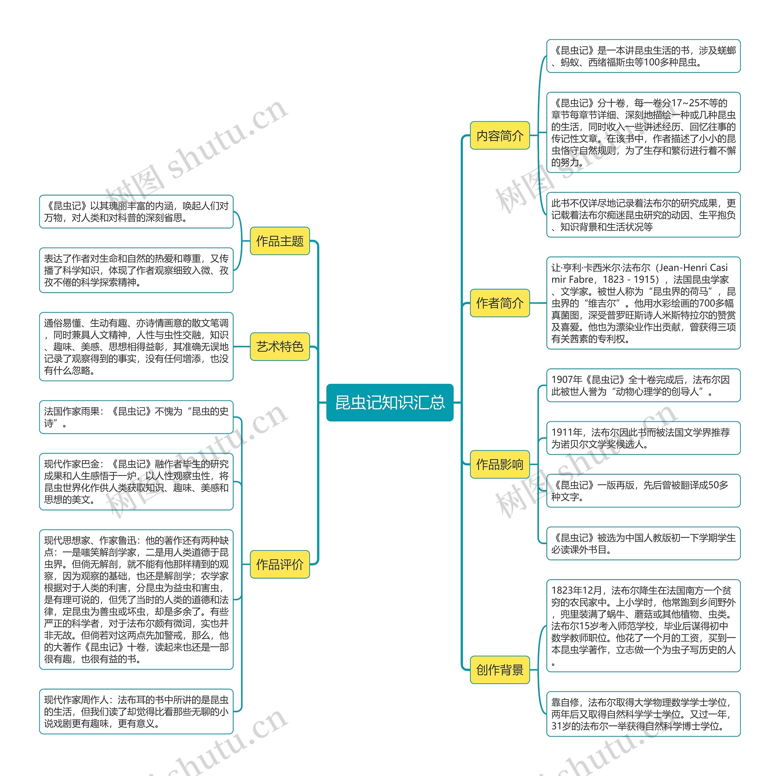 昆虫记知识汇总思维导图