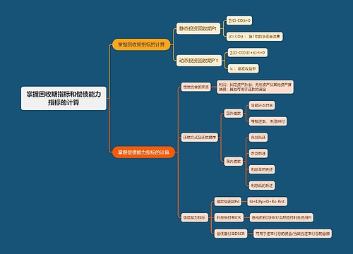 掌握回收期指标和偿债能力指标的计算
