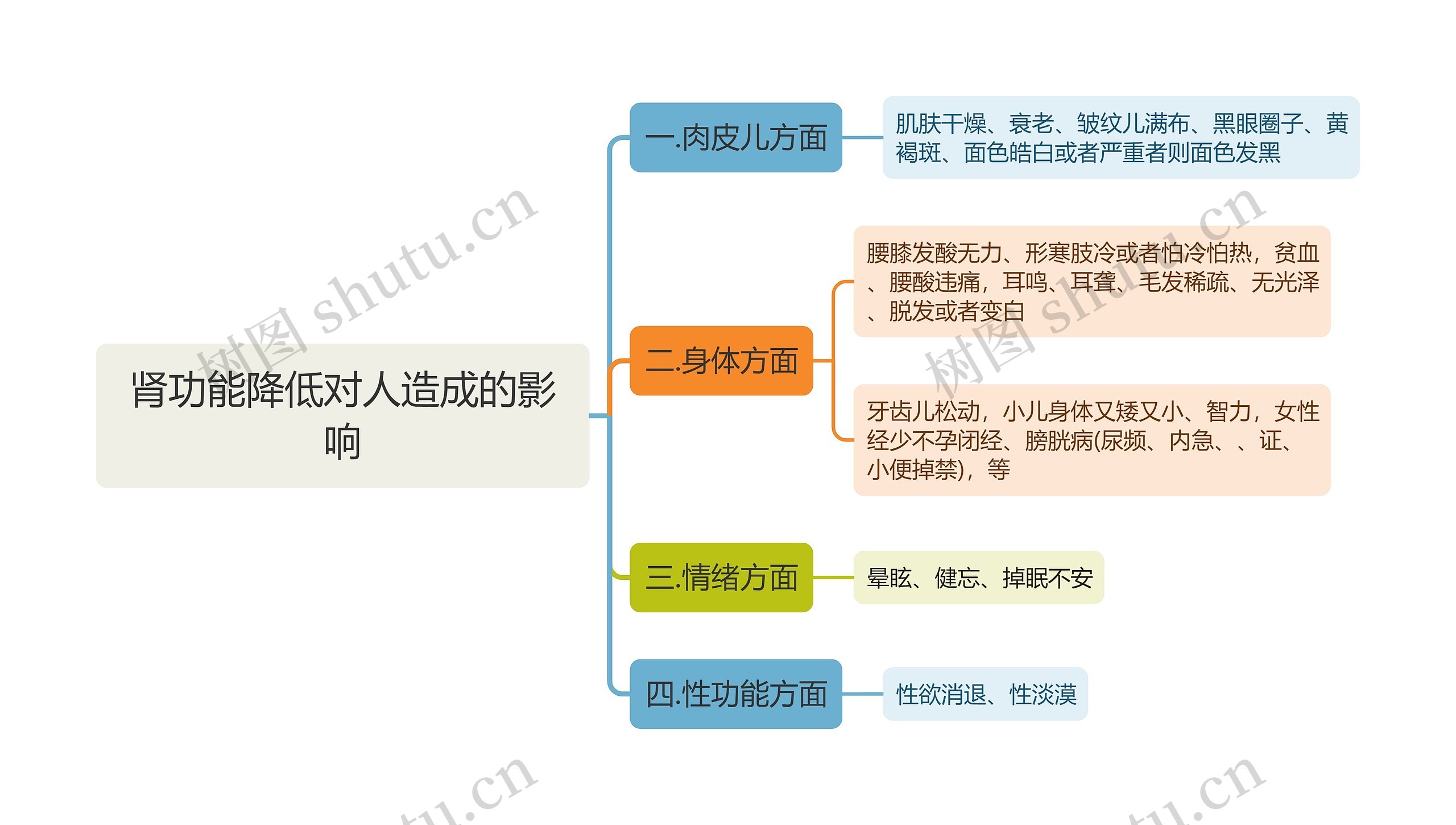 肾功能降低对人造成的影响思维导图