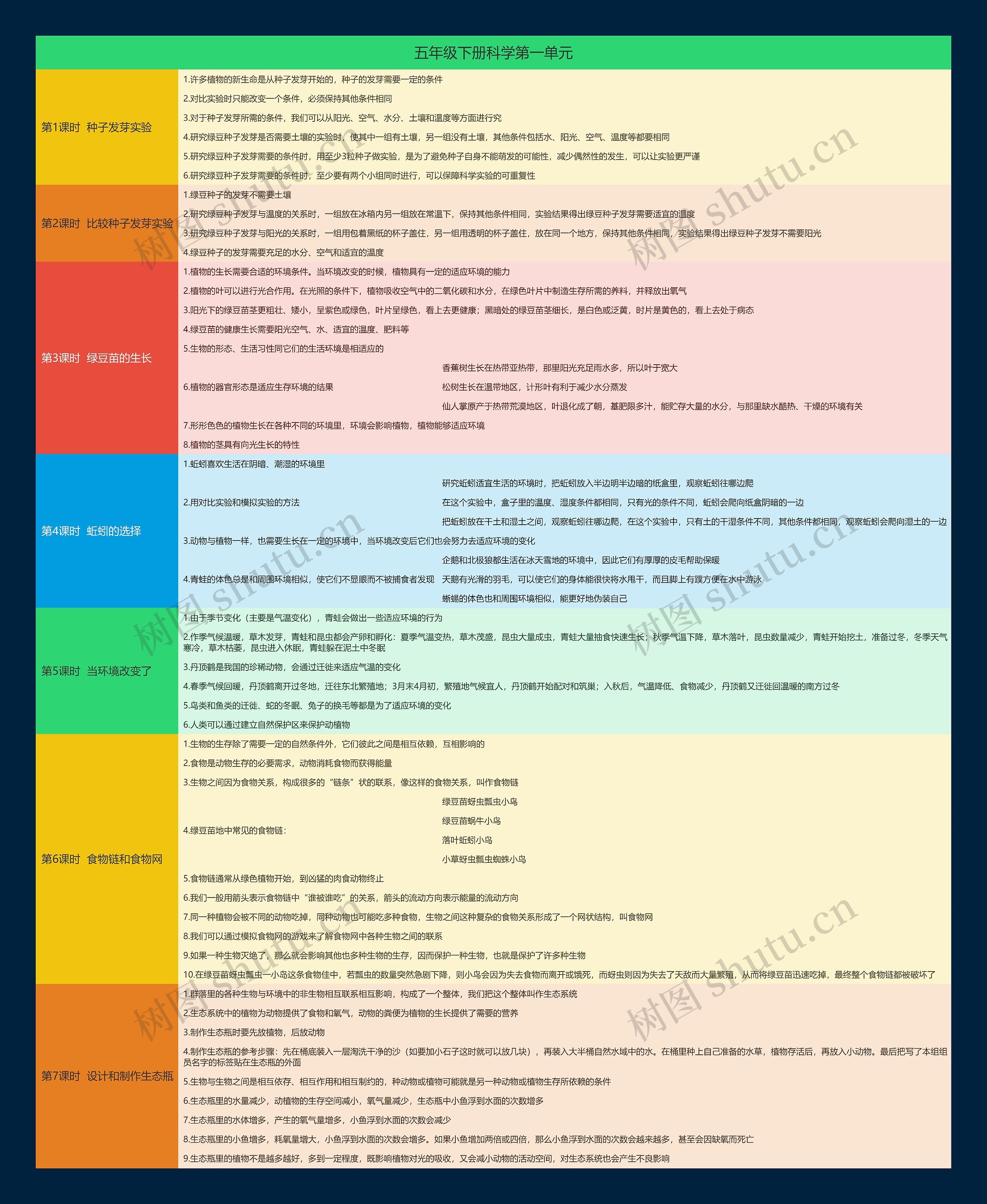 五年级下册科学第一单元思维导图