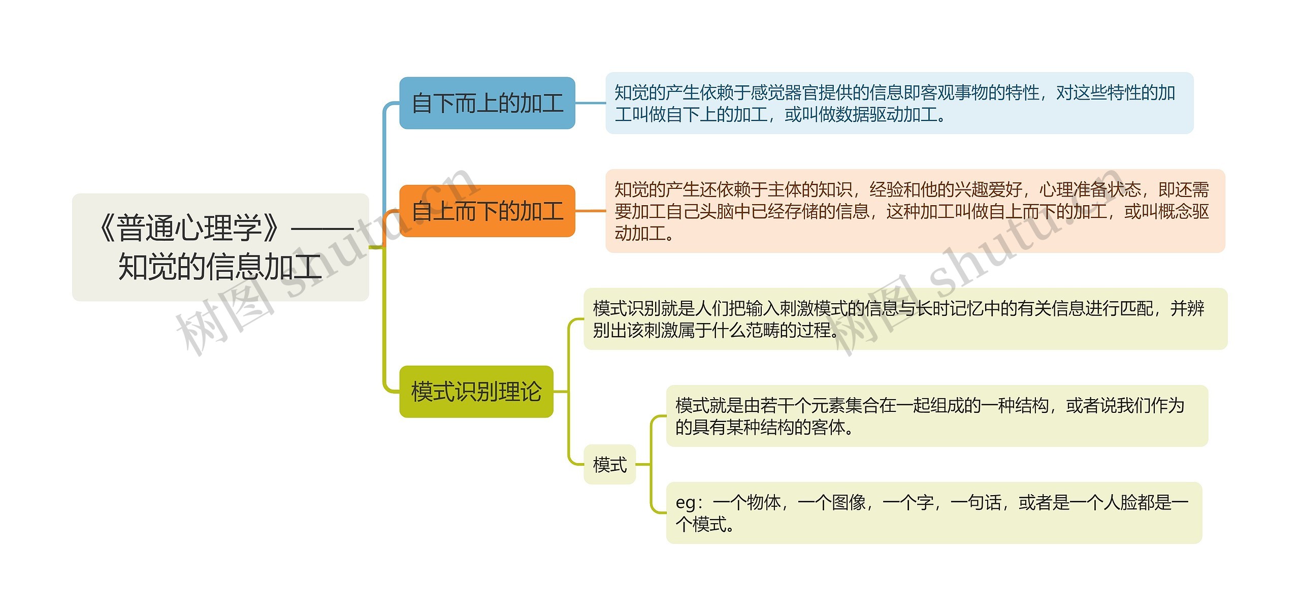 《普通心理学》——知觉的信息加工思维导图