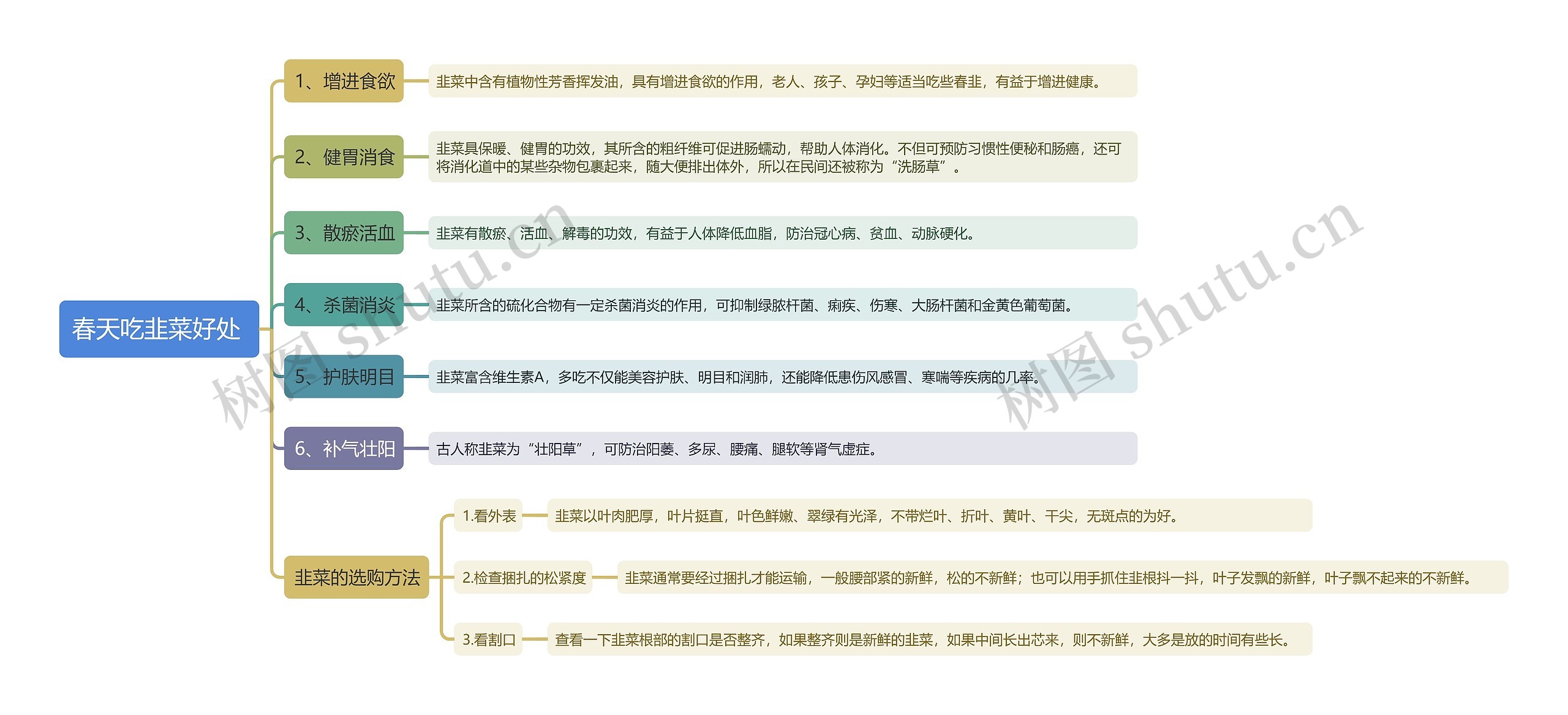 春天吃韭菜好处 思维导图