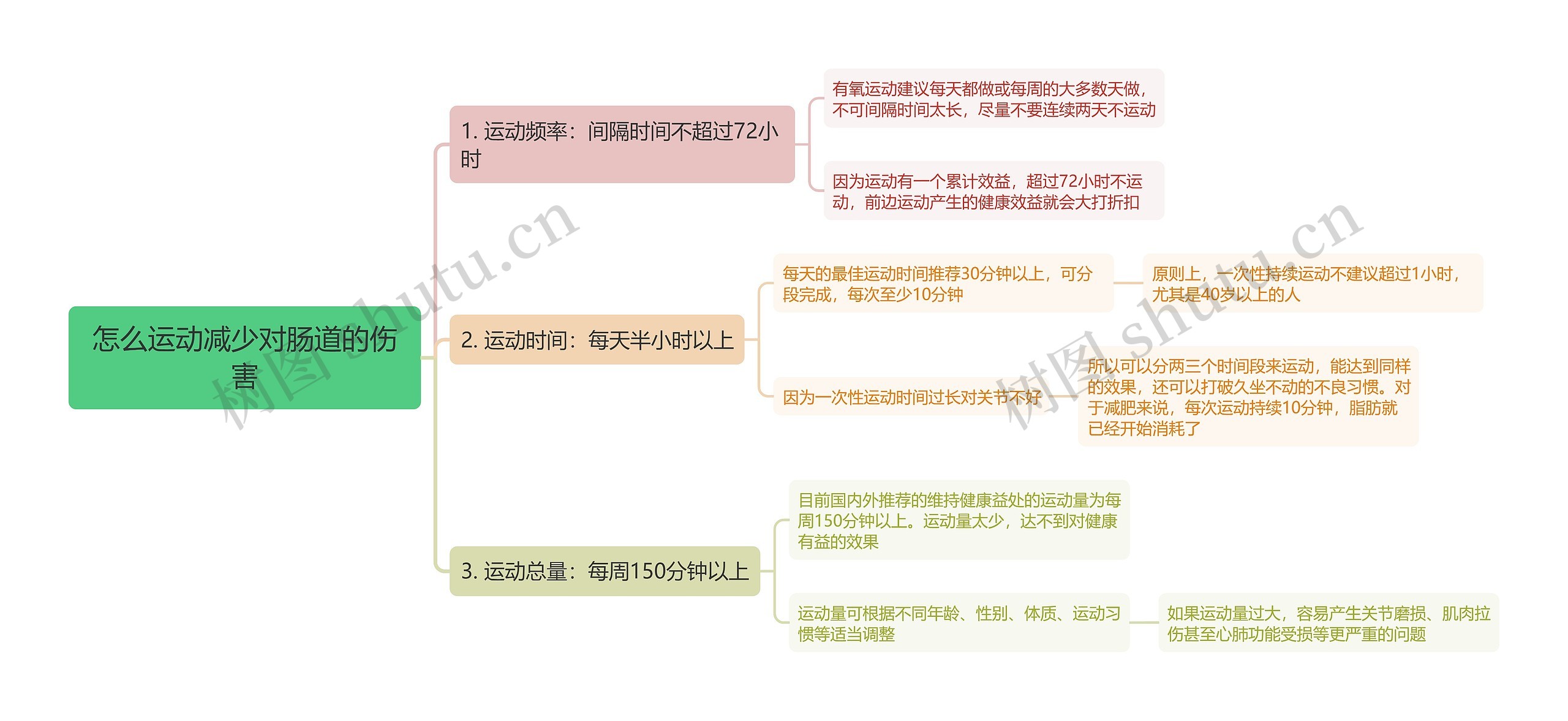 怎么运动减少对肠道的伤害思维导图