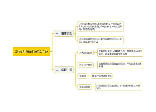 泌尿系统肾病综合征思维导图