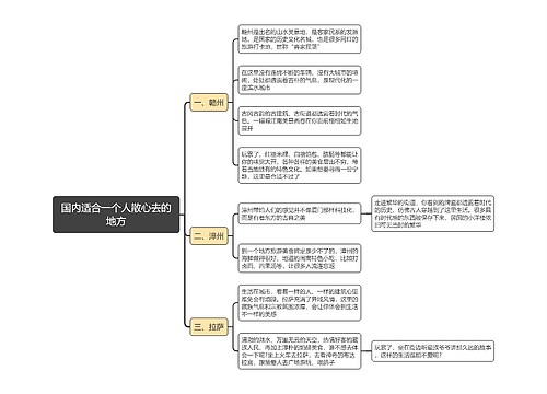 国内适合一个人散心去的地方思维导图