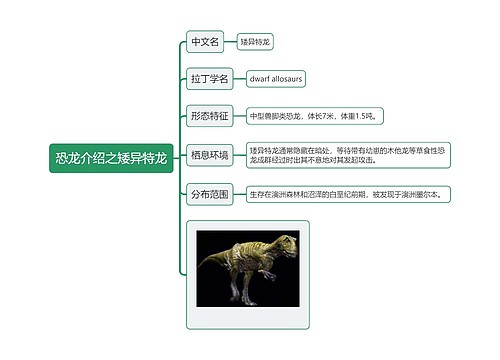 恐龙介绍之矮异特龙思维导图