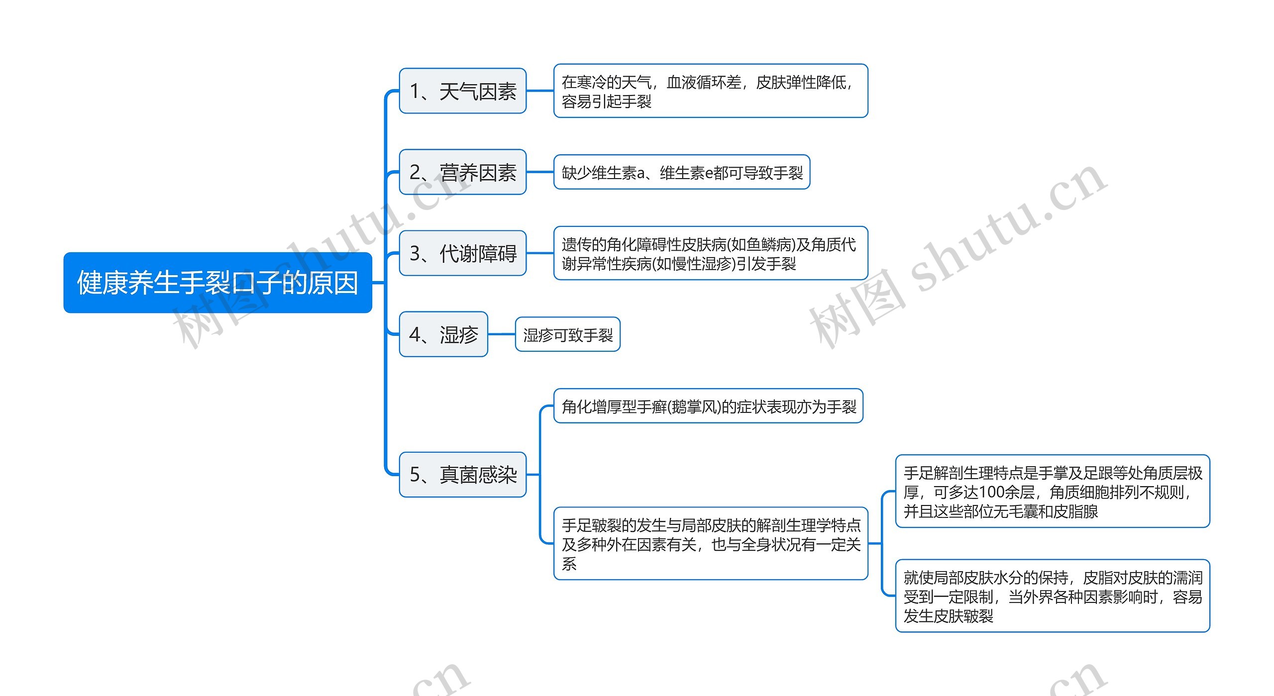 健康养生手裂口子的原因思维导图