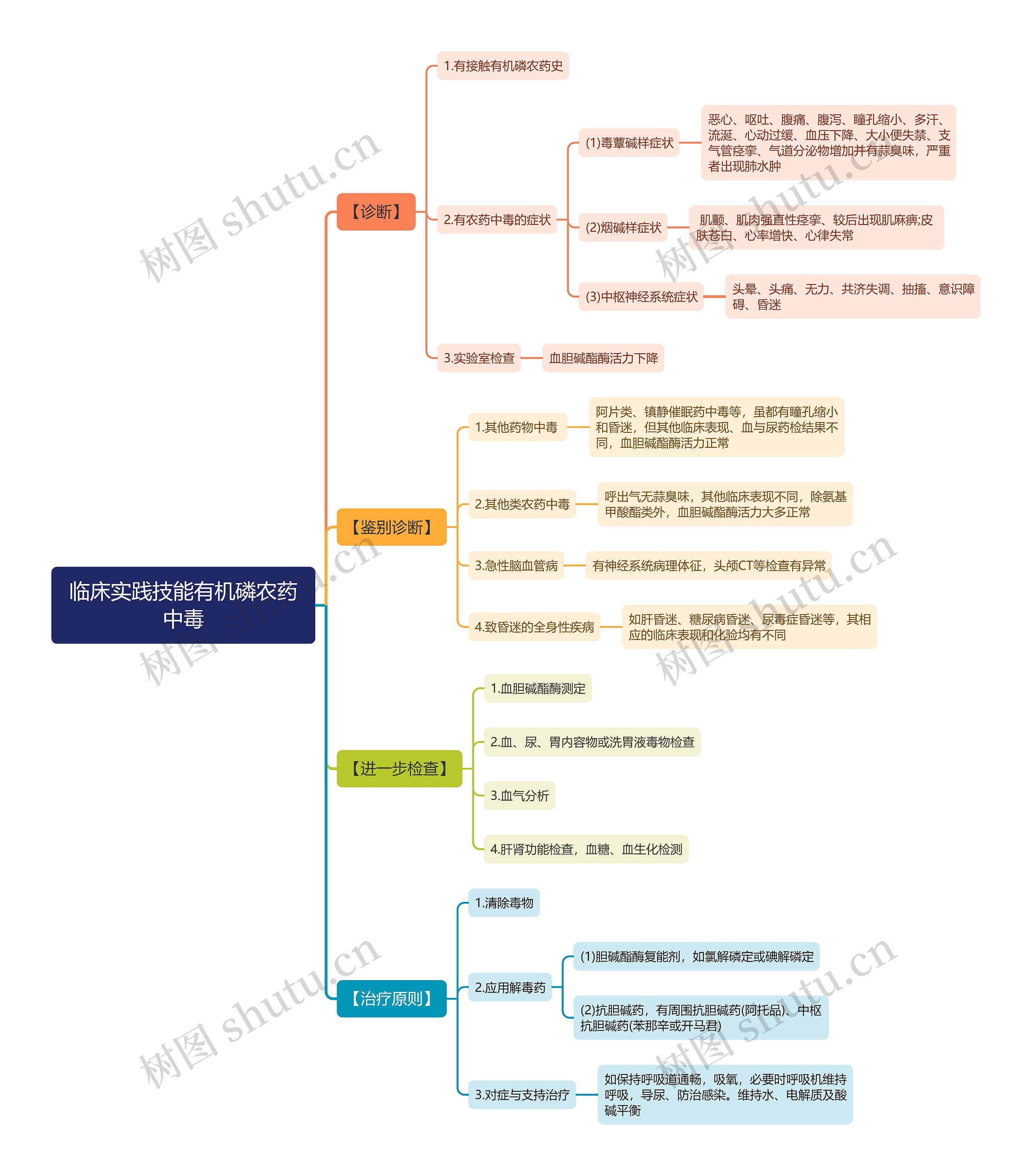 临床实践技能有机磷农药中毒思维导图