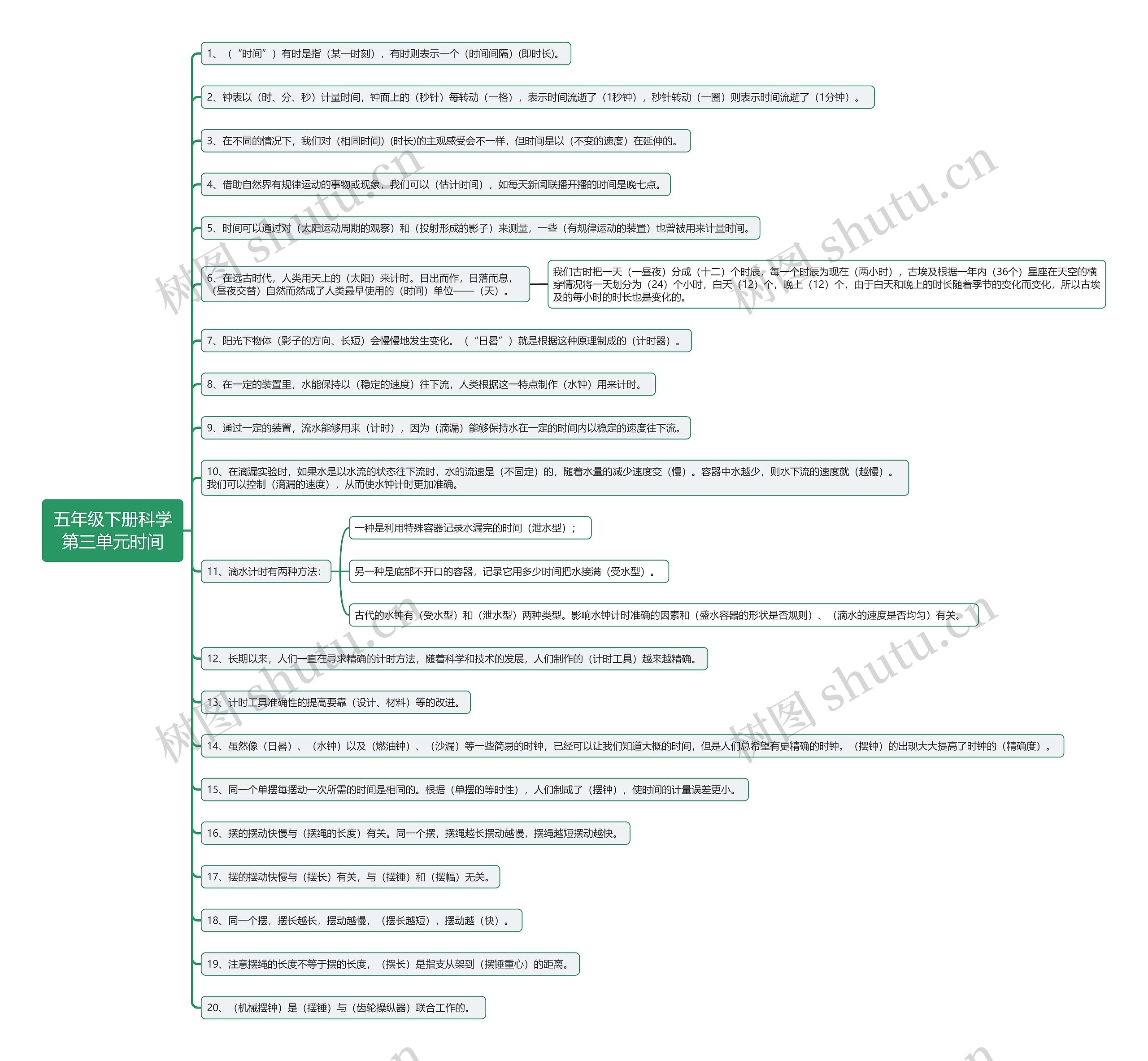 五年级下册科学第三单元时间思维导图