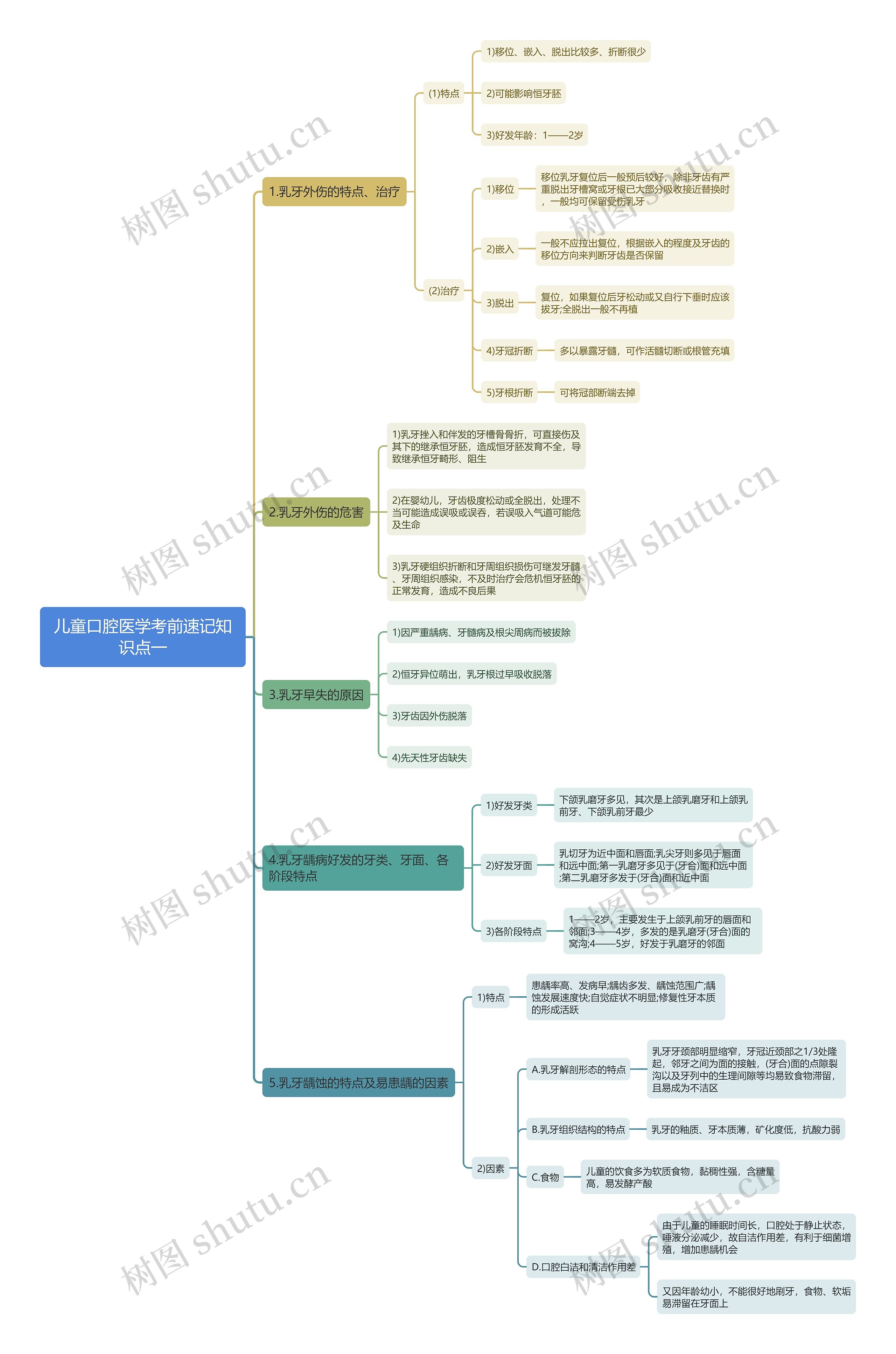 儿童口腔医学考前速记知识点一思维导图