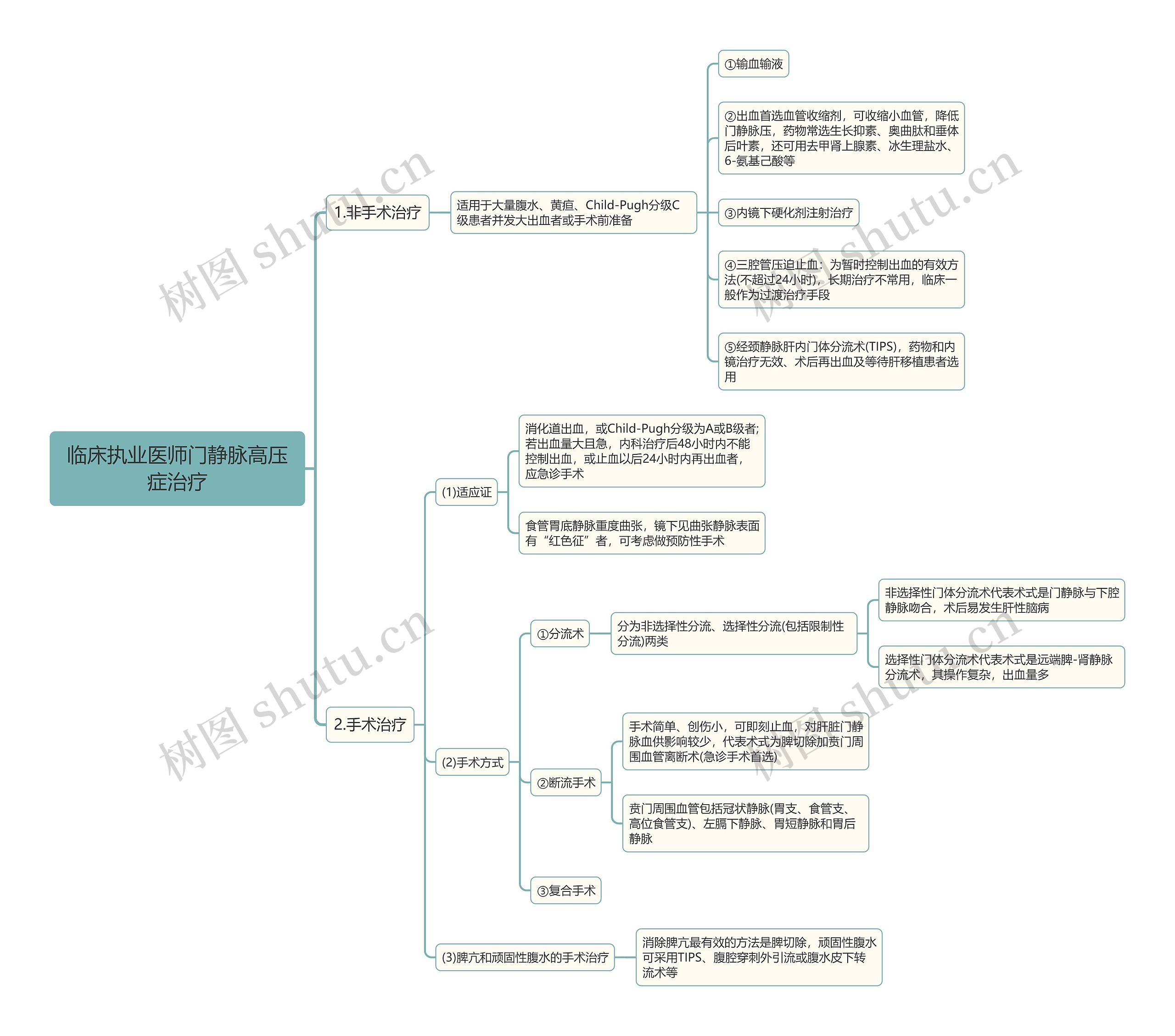 临床执业医师门静脉高压症治疗思维导图