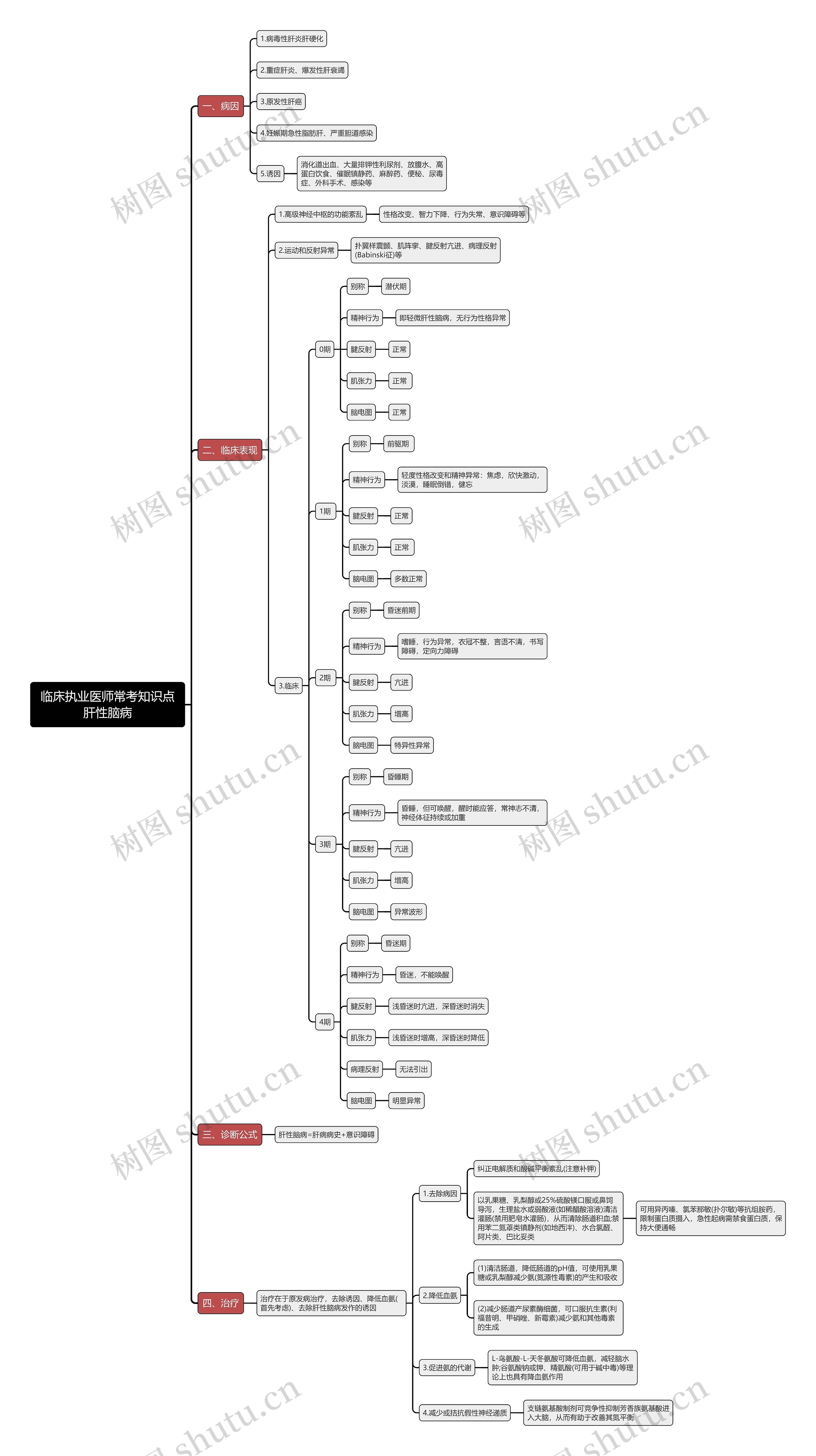 临床执业医师常考知识点肝性脑病思维导图 临床执业医师常考知识点肝性脑病思维导图