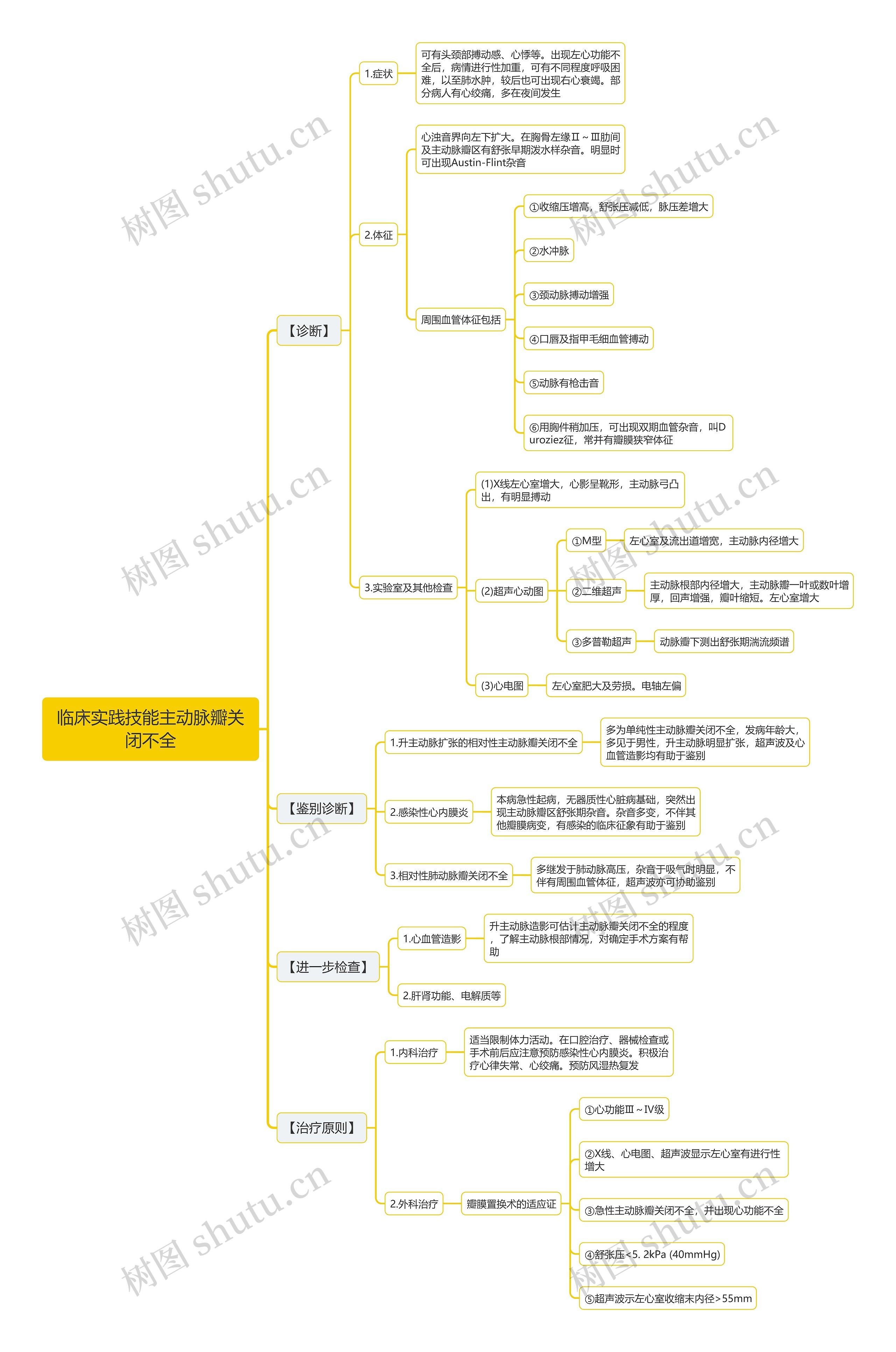 临床实践技能主动脉瓣关闭不全思维导图
