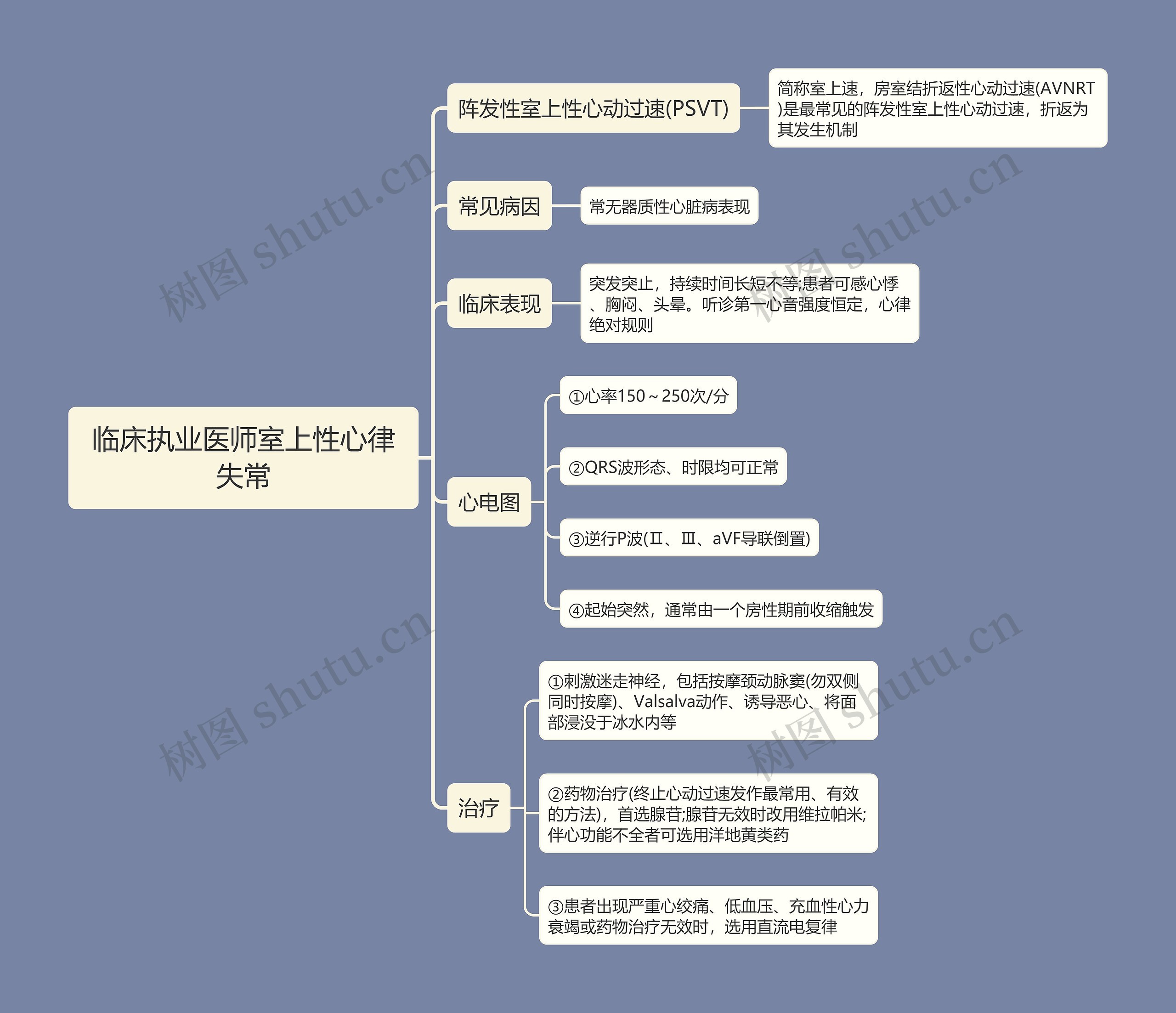 临床执业医师室上性心律失常思维导图