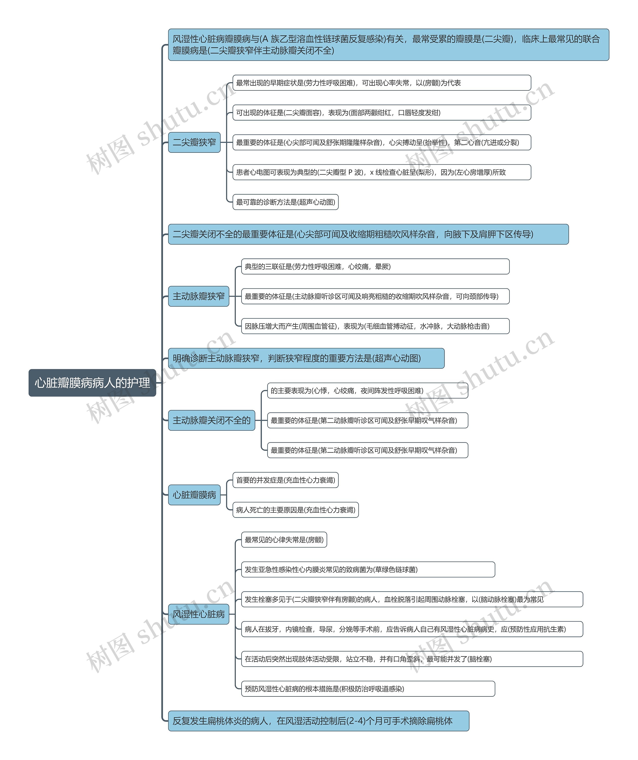 心脏瓣膜病病人的护理思维导图