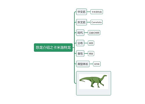 恐龙介绍之卡米洛特龙思维导图