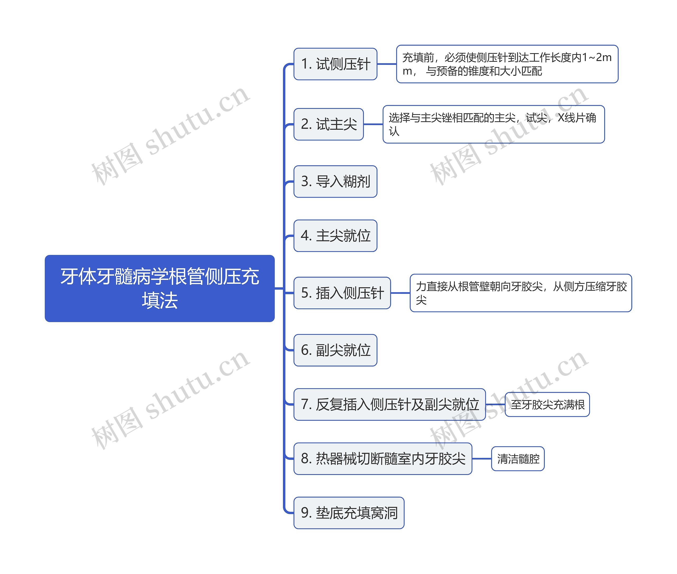 牙体牙髓病学根管侧压充填法思维导图 牙体牙髓病学根管侧压充填法思维导图
