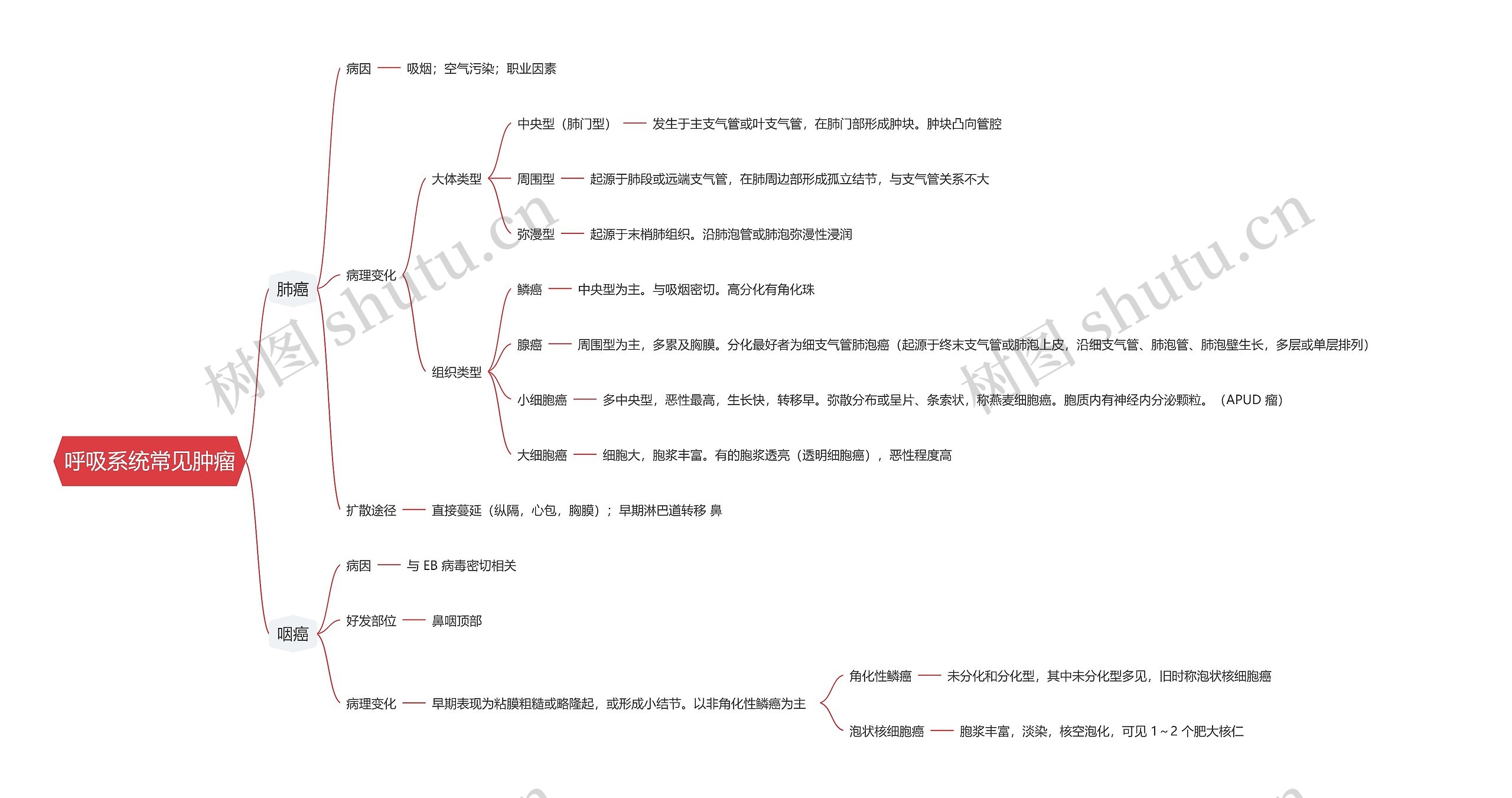 呼吸系统常见肿瘤思维导图