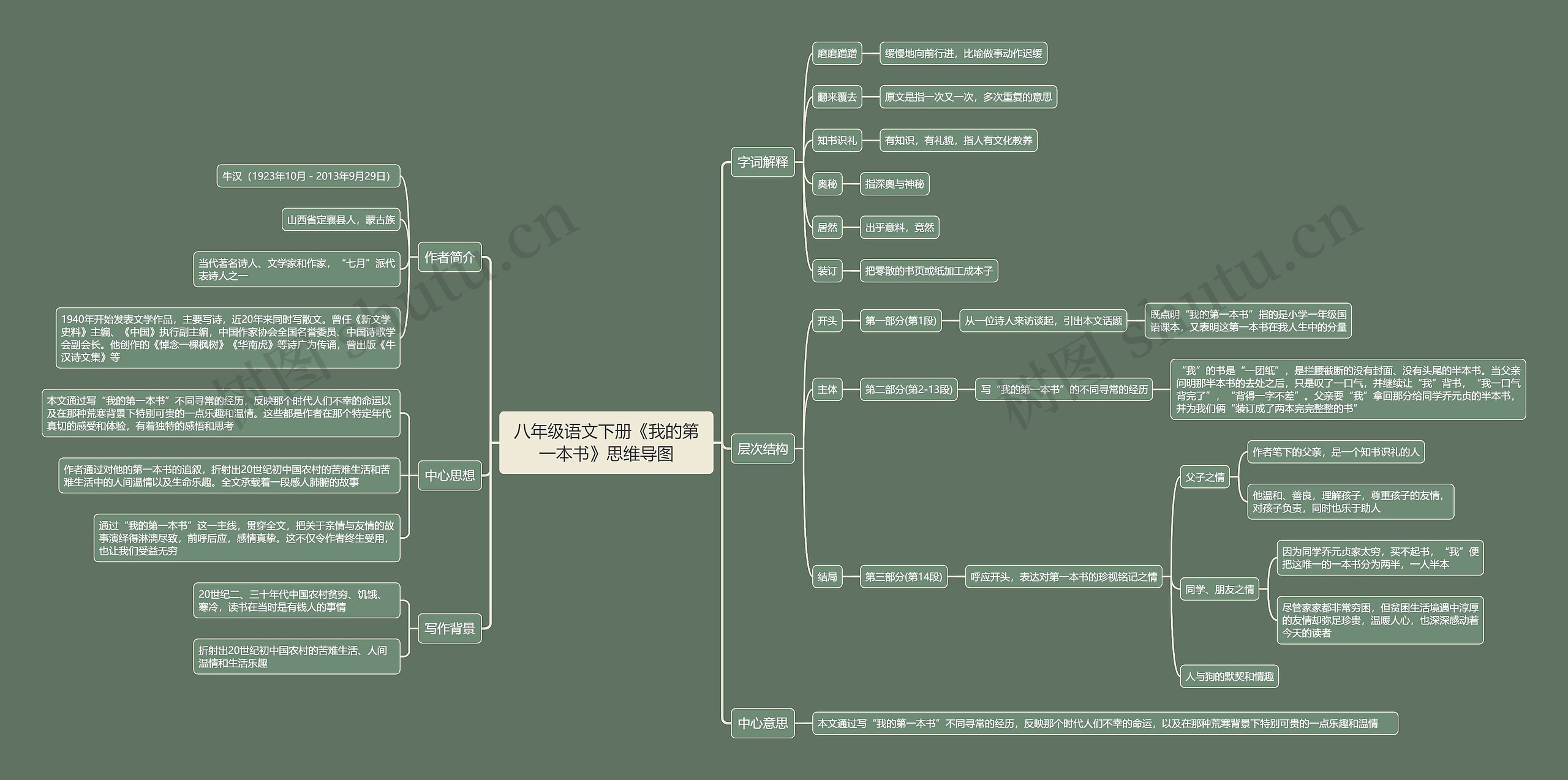 八年级语文下册《我的第一本书》思维导图