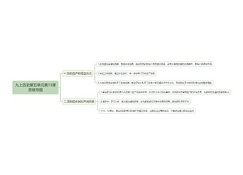 九上历史第五单元第13课思维导图