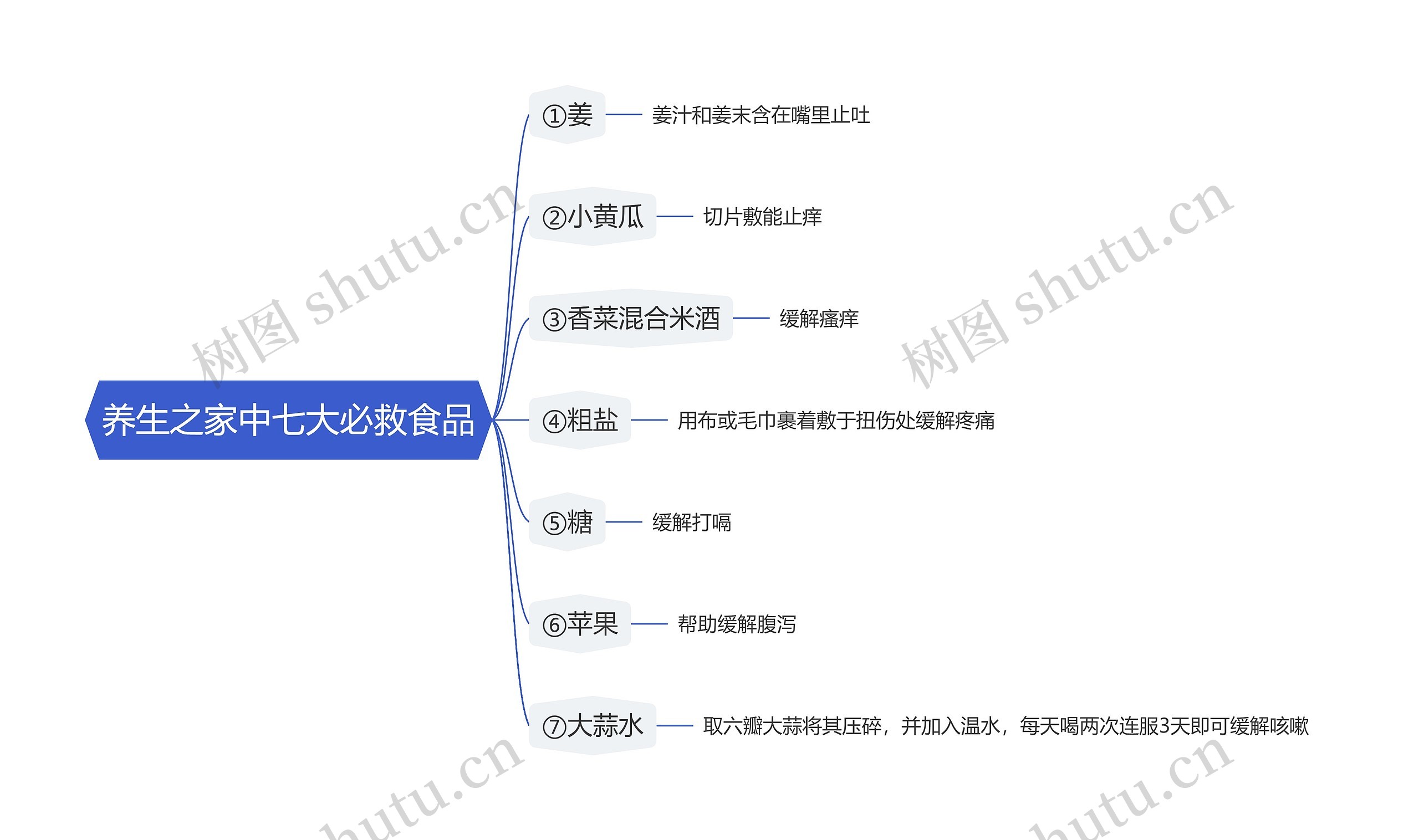 养生之家中七大必救食品思维导图