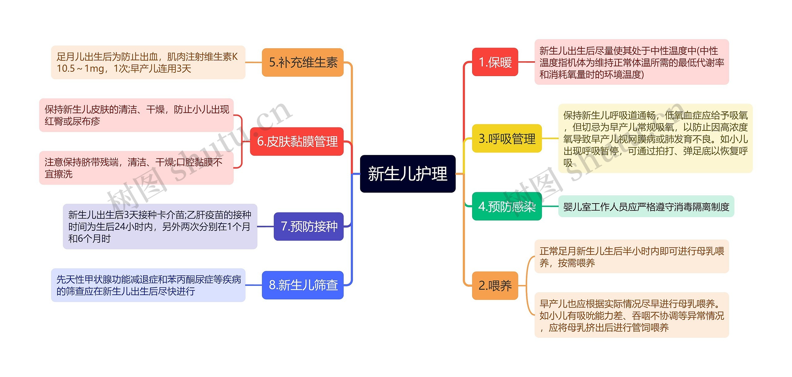 新生儿护理思维导图