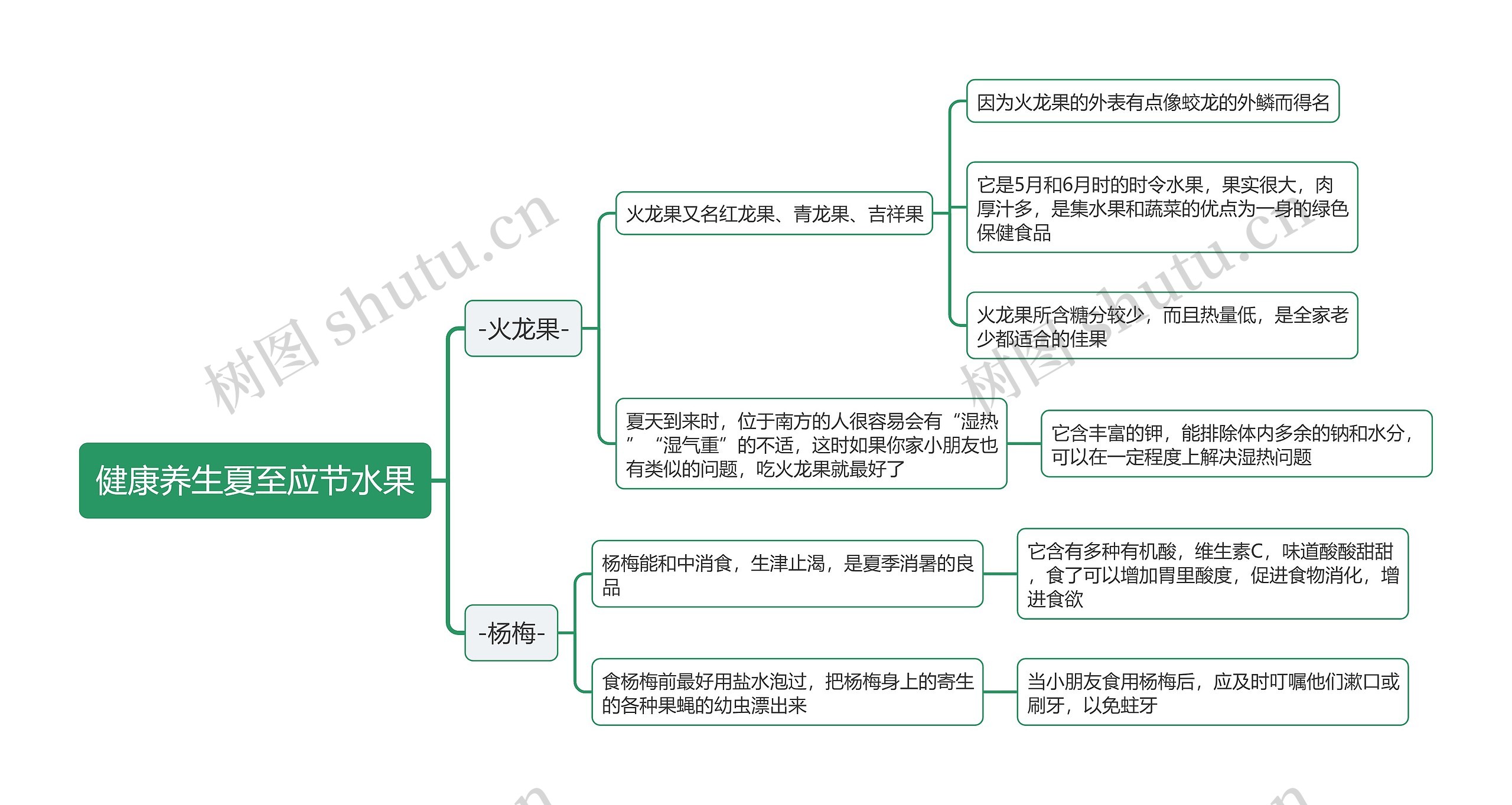 健康养生夏至应节水果思维导图