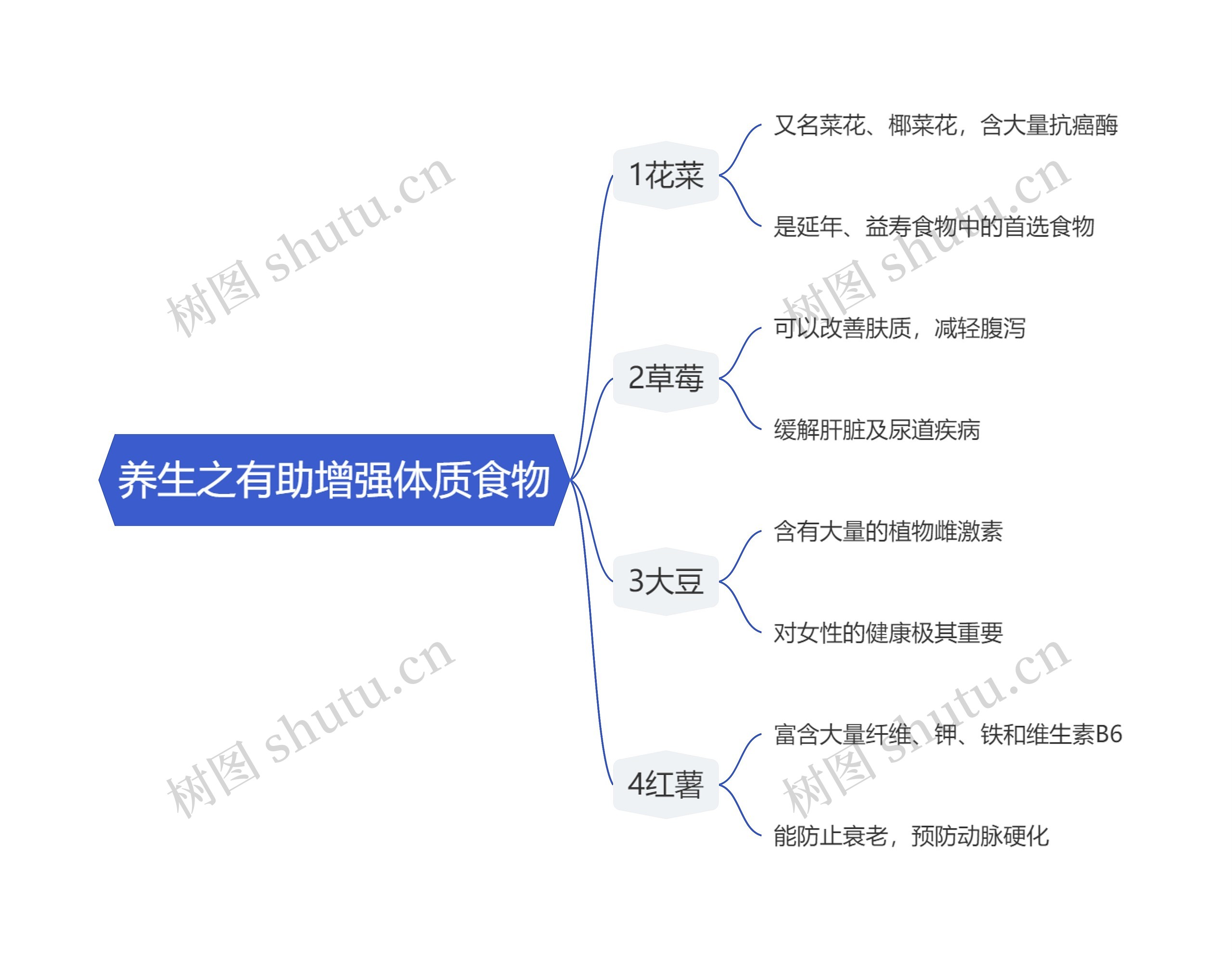 养生之有助增强体质食物思维导图