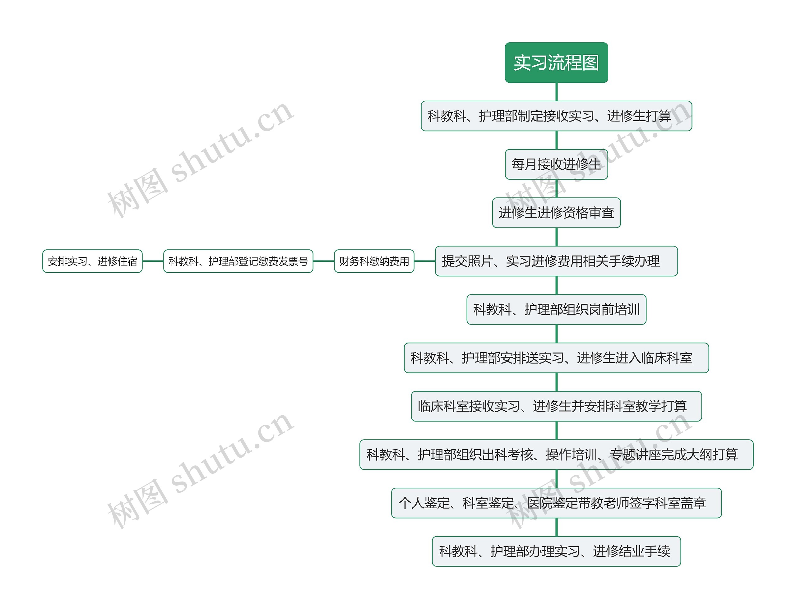 实习流程图思维导图