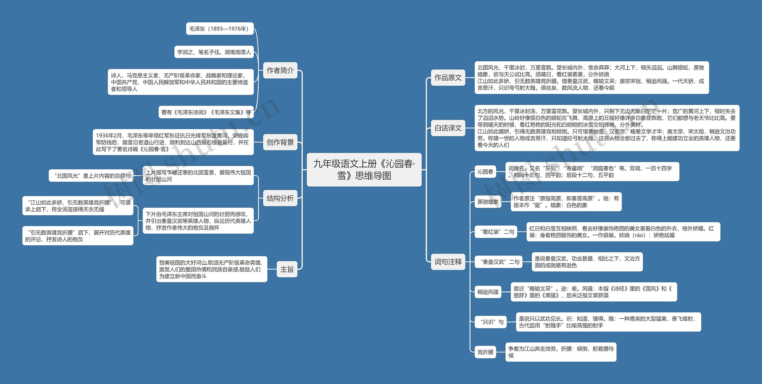 九年级语文上册《沁园春·雪》思维导图