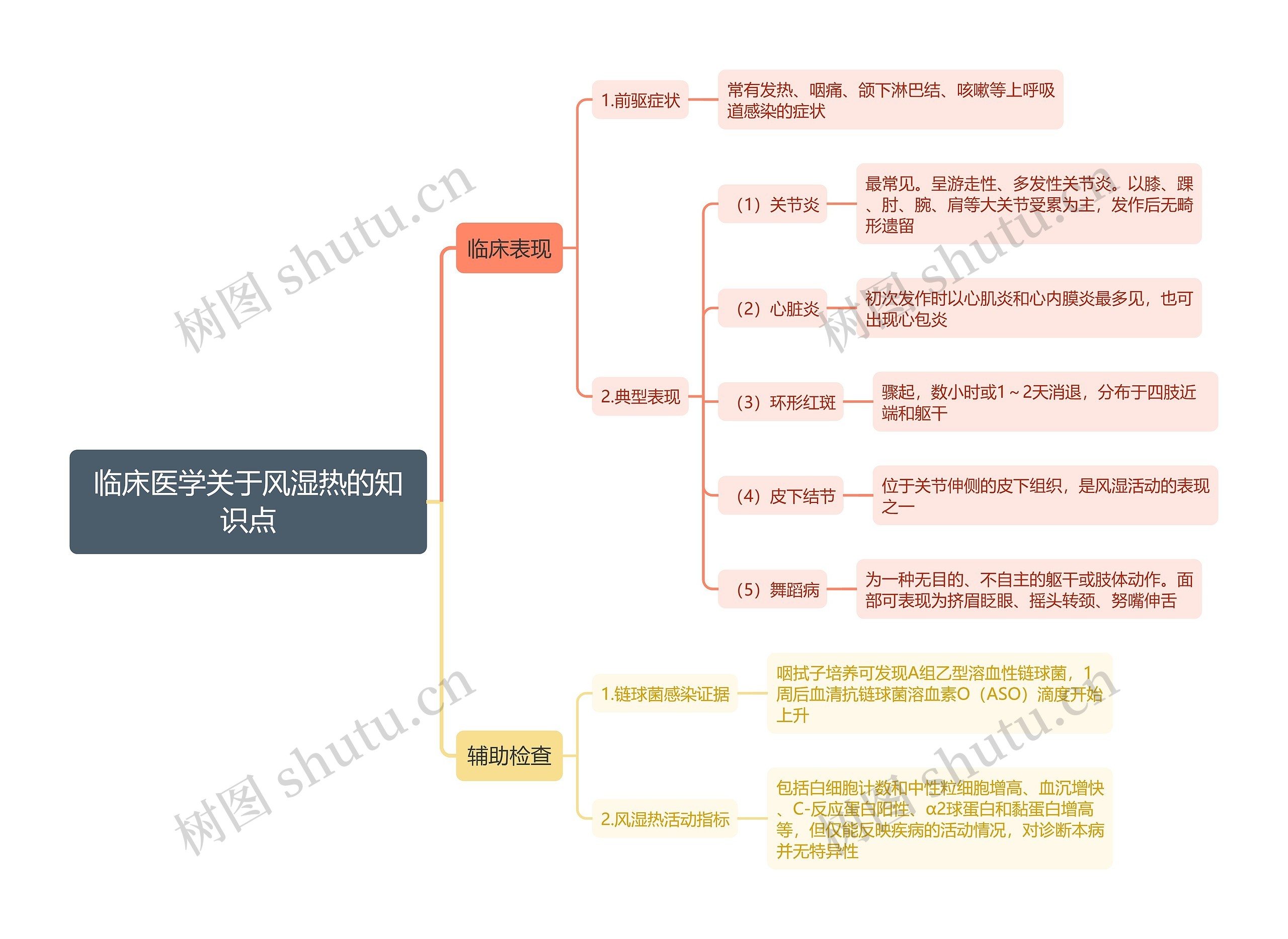 临床医学关于风湿热的知识点思维导图