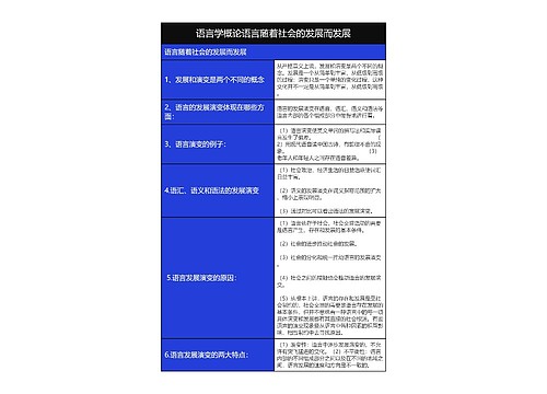 语言学概论语言随着社会的发展而发展树形表格