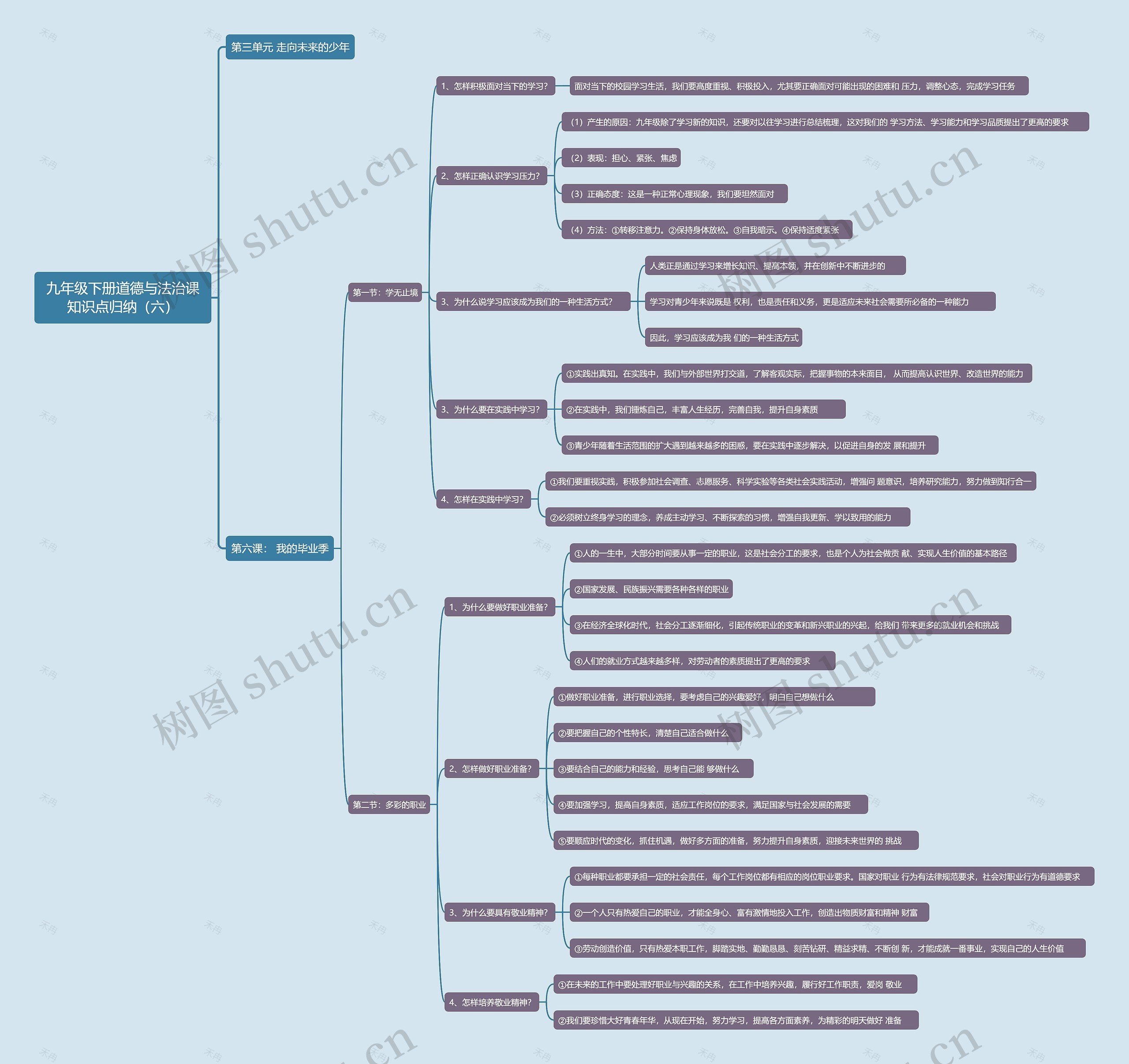 九年级下册道德与法治课知识点归纳（六）思维导图