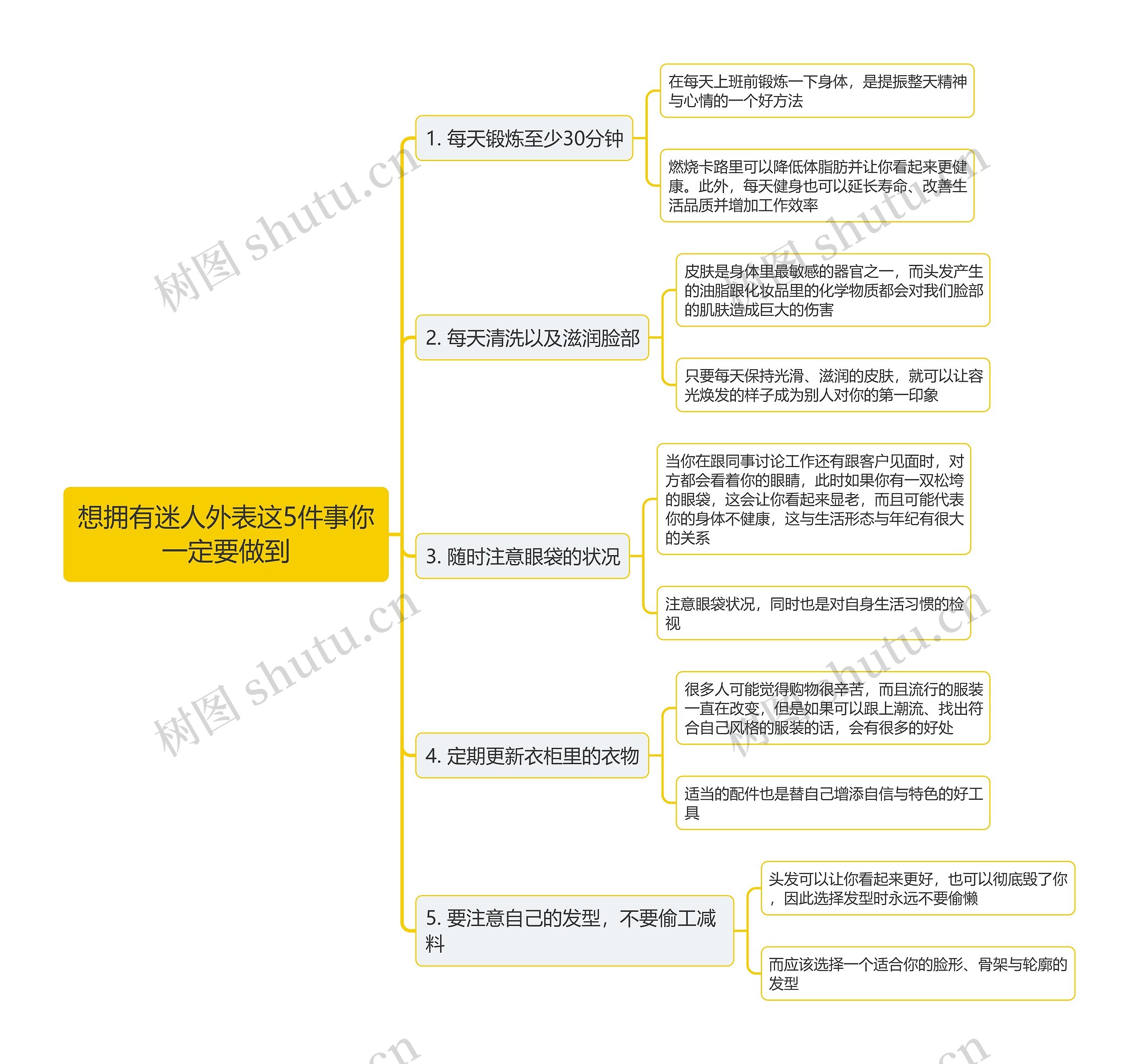 想拥有迷人外表这5件事你一定要做到思维导图