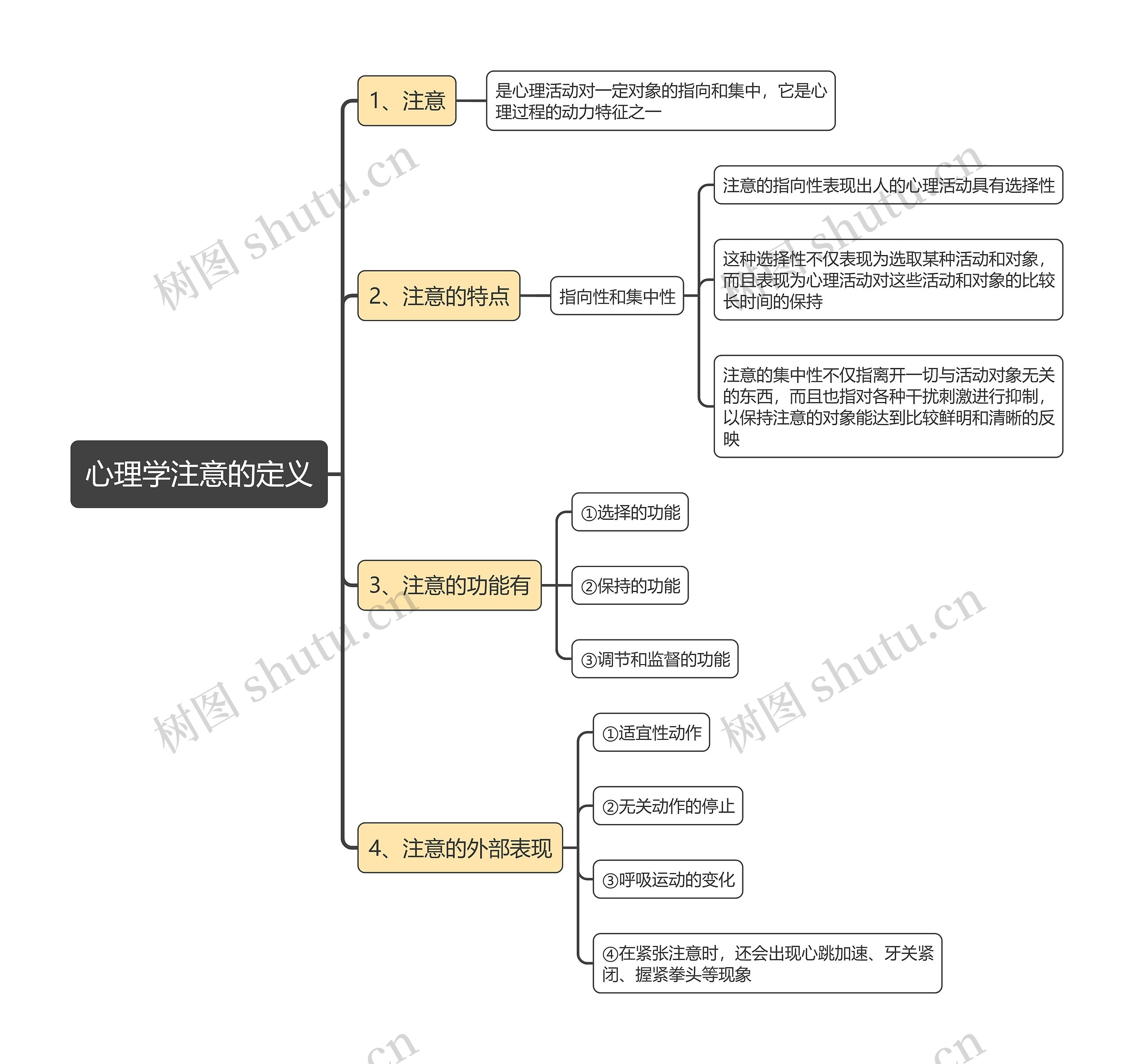 心理学注意的定义思维导图