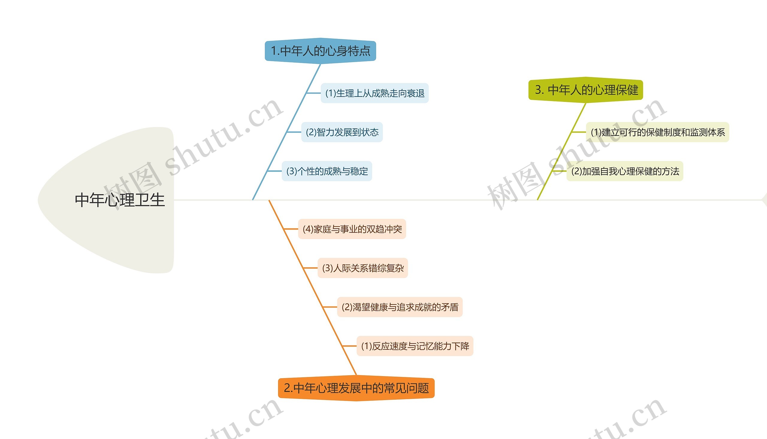 中年心理卫生思维导图