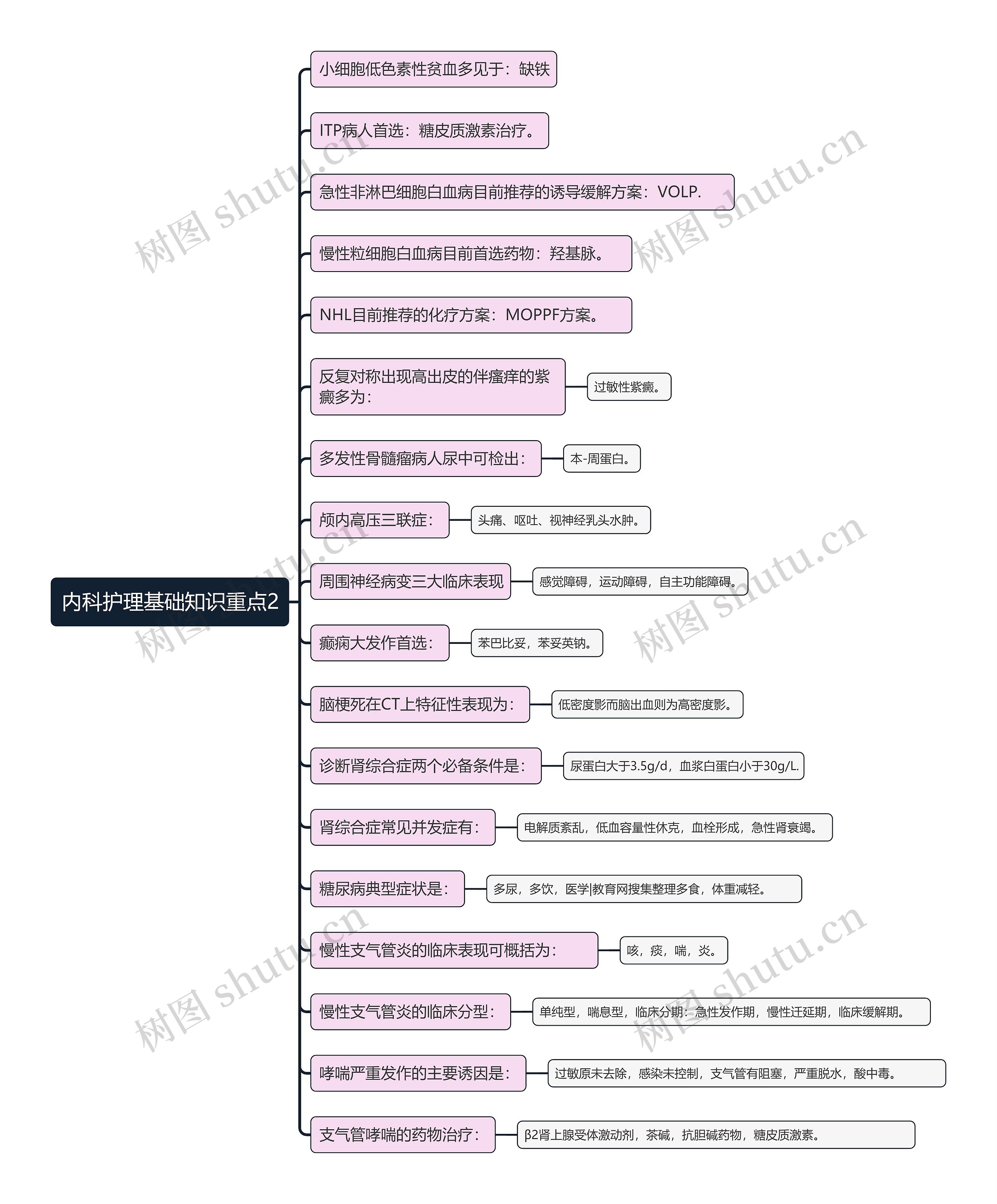 内科护理基础知识重点2思维导图