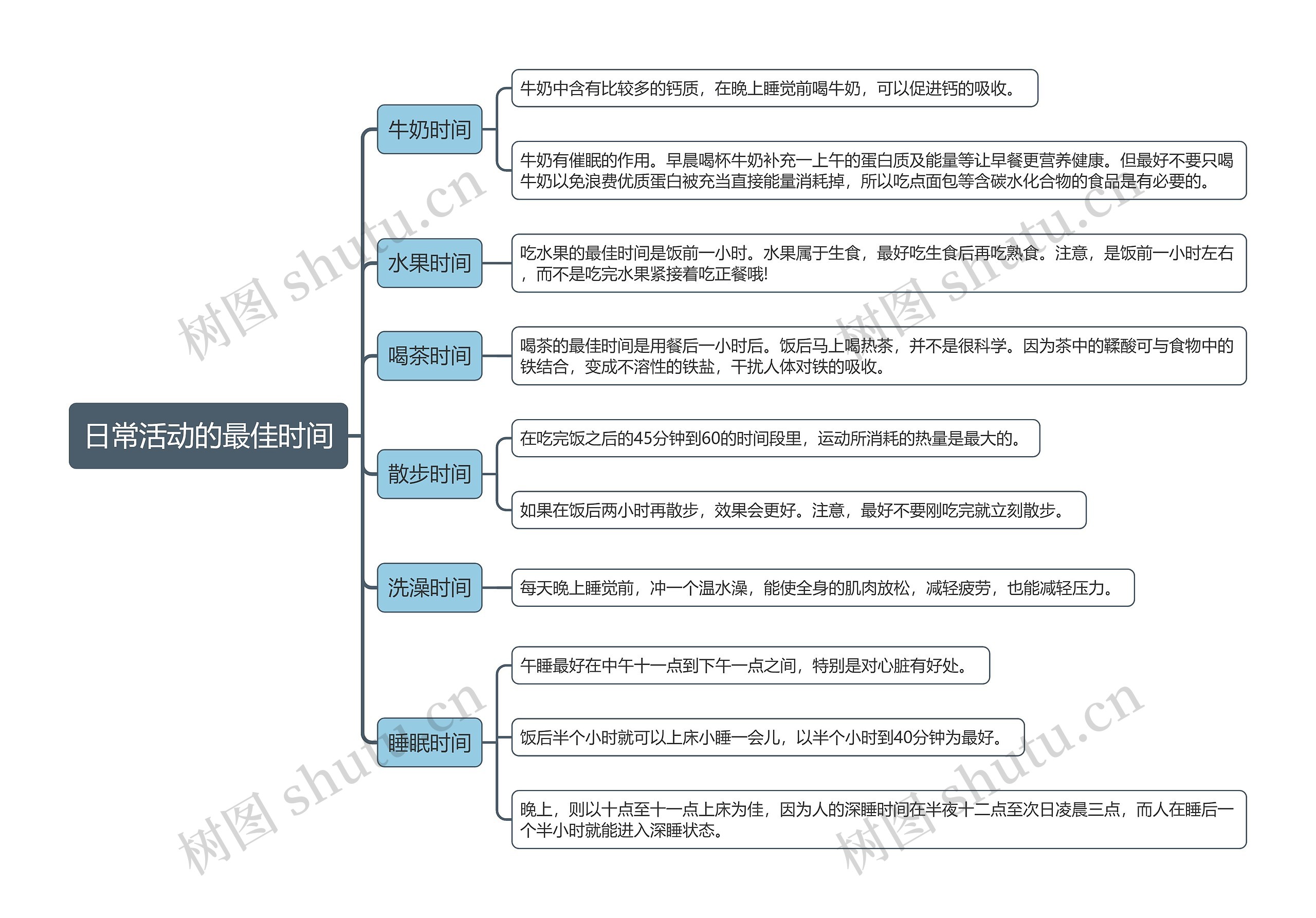 日常活动的最佳时间思维导图