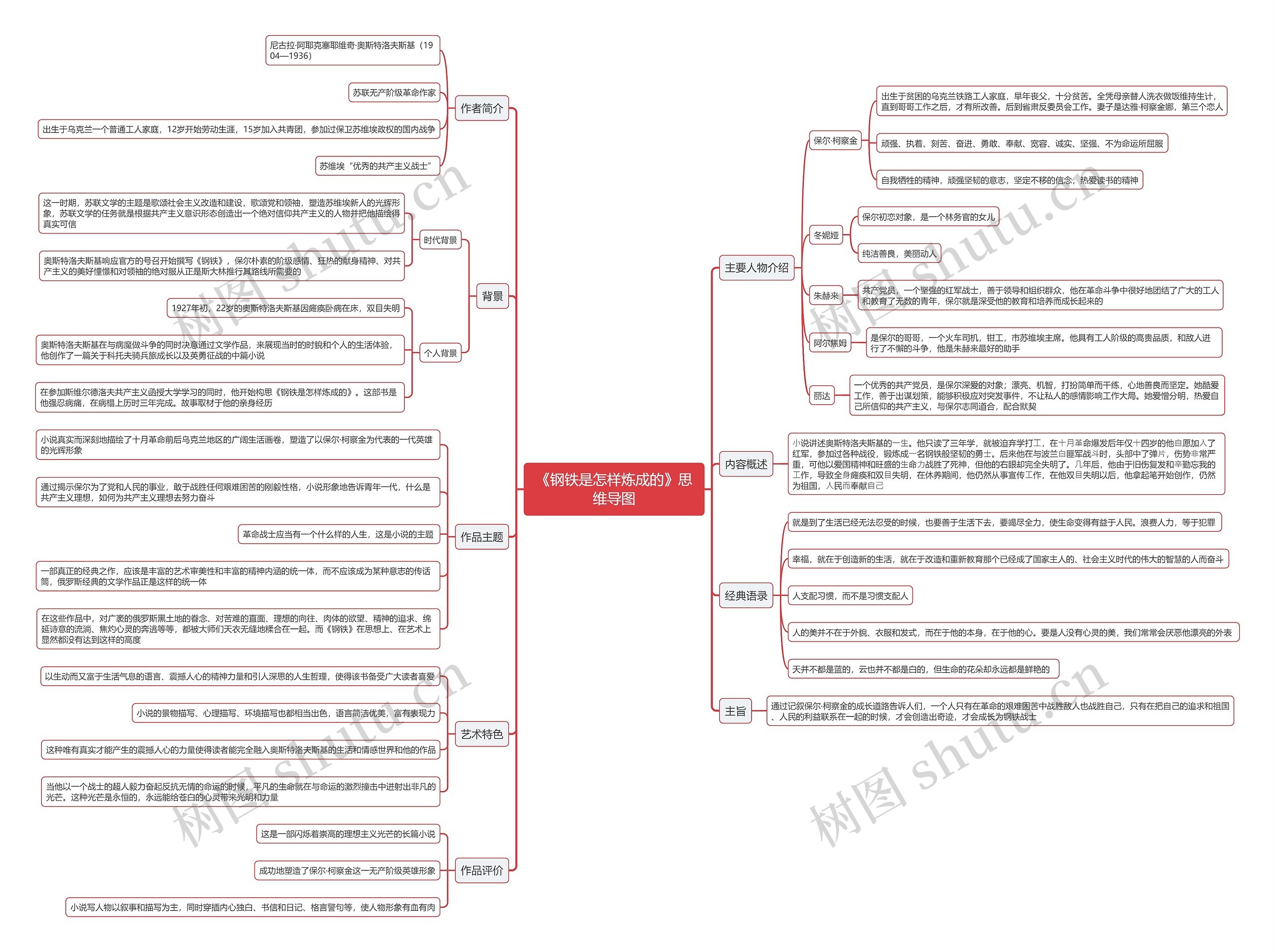 《钢铁是怎样炼成的》思维导图