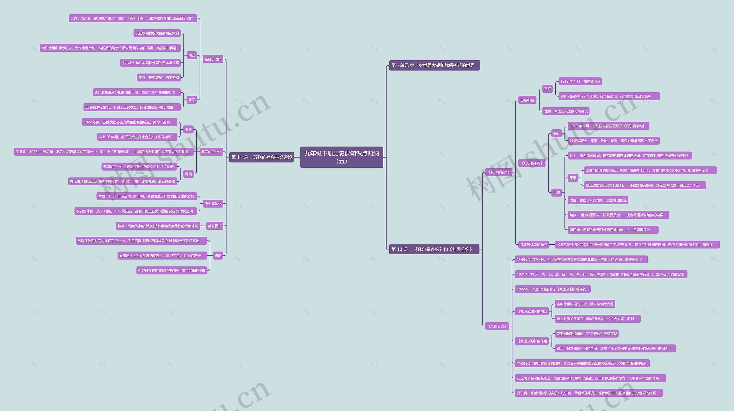 九年级下册历史课知识点归纳（五）思维导图