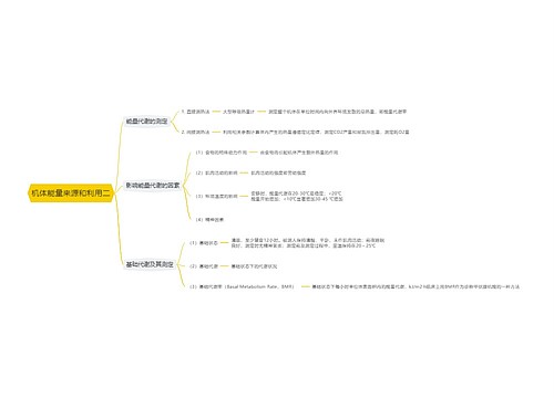 机体能量来源和利用二思维导图