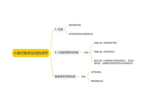 小脑对躯体运动的调节思维导图