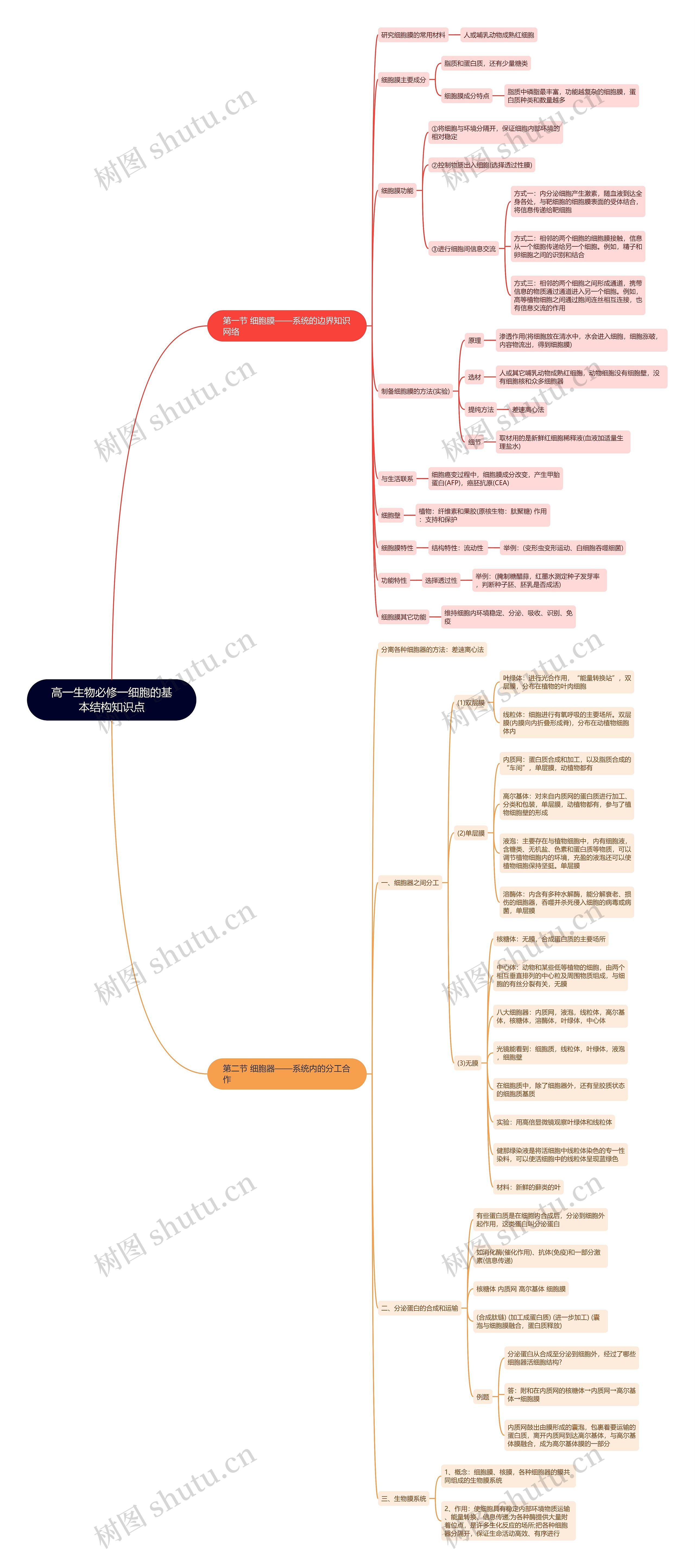 高一生物必修一细胞的基本结构知识点思维导图 高一生物必修一细胞的基本结构知识点思维导图